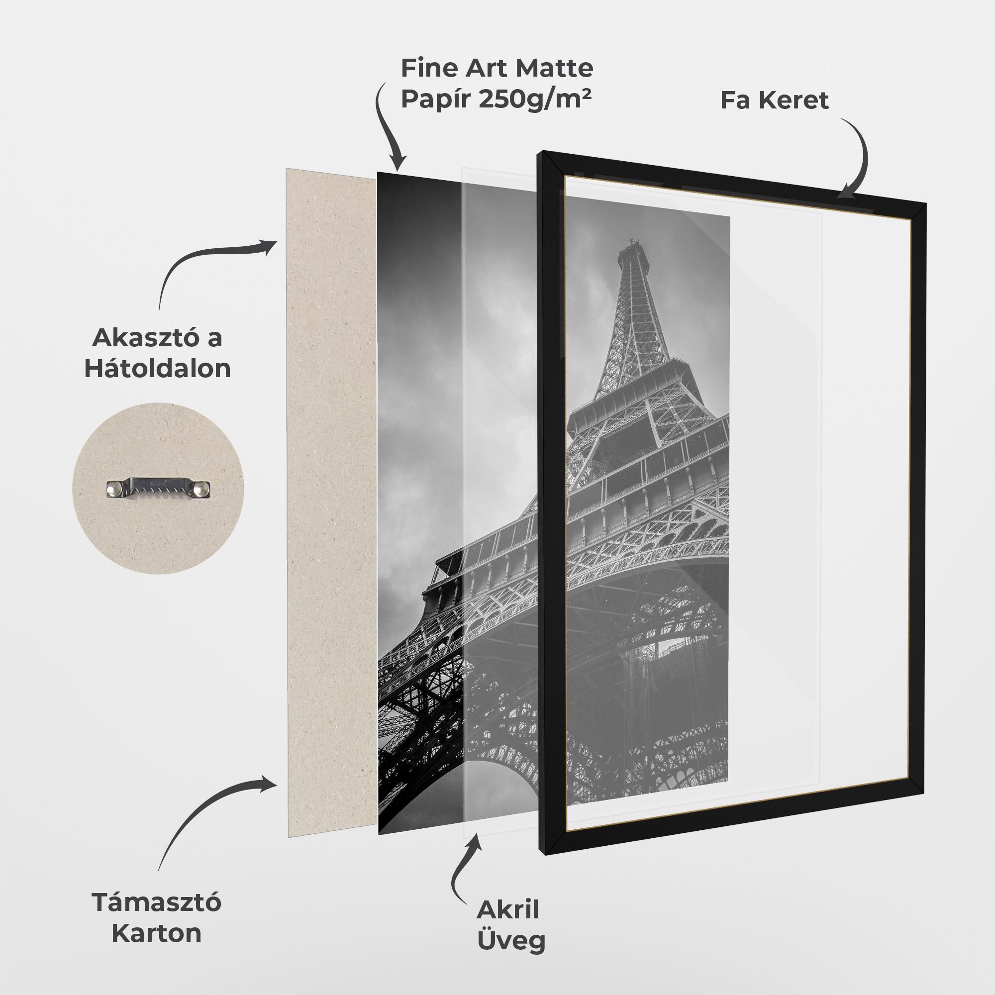 Keretezett Poszter Eiffel Grey Tower mockup 1