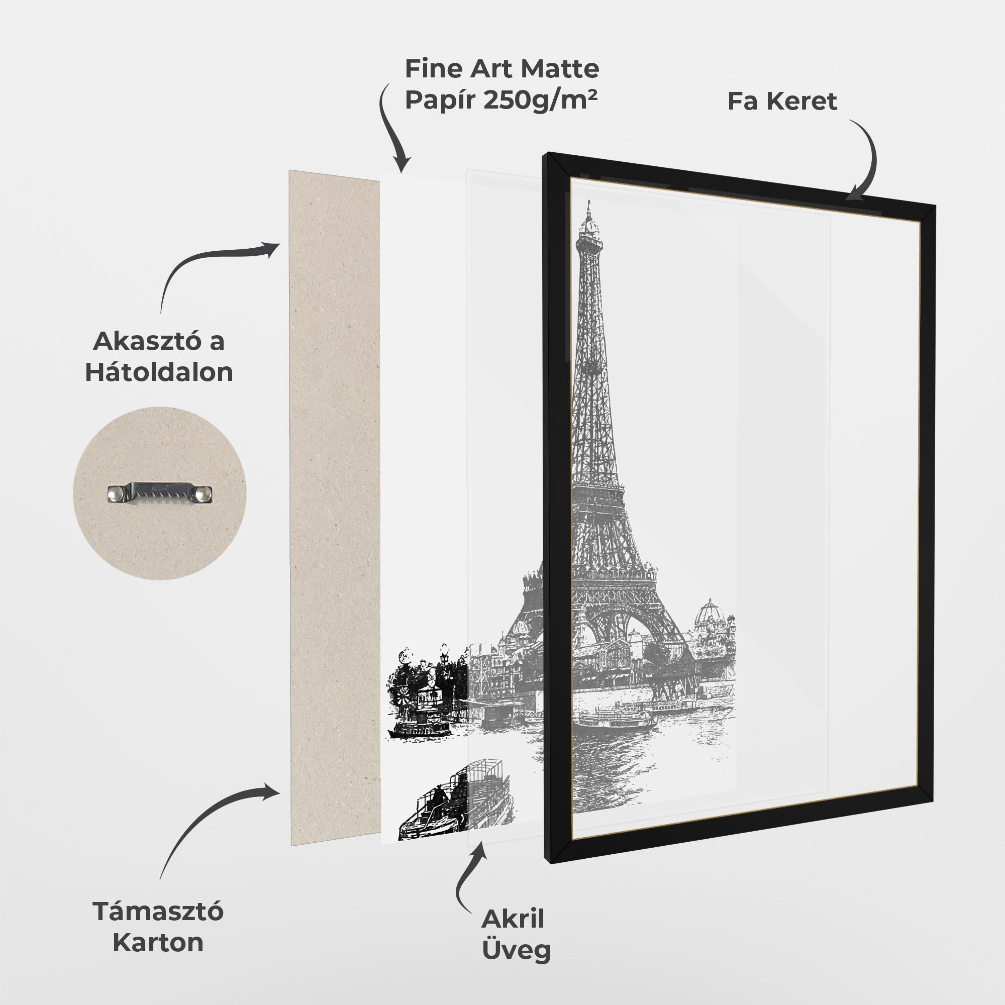 Keretezett Poszter Eiffel Tower Drawing mockup 1