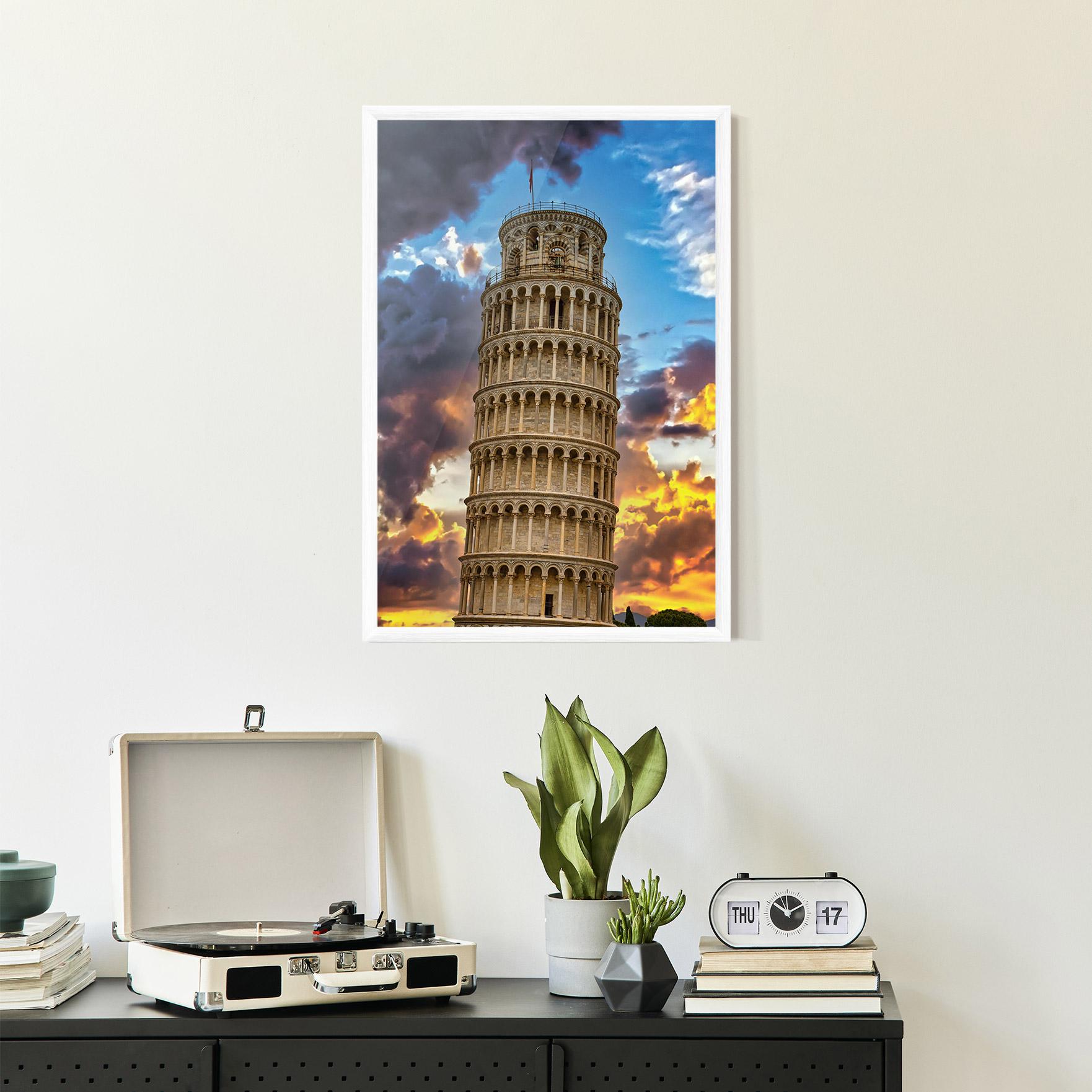 Keretezett Poszter Tower Of Pisa Sunset mockup 2