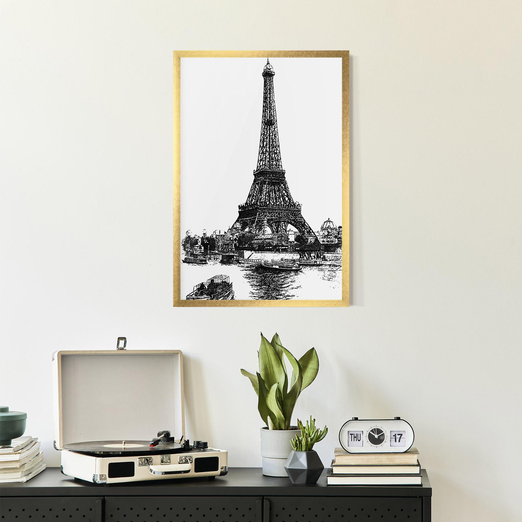 Keretezett Poszter Eiffel Tower Drawing mockup 2