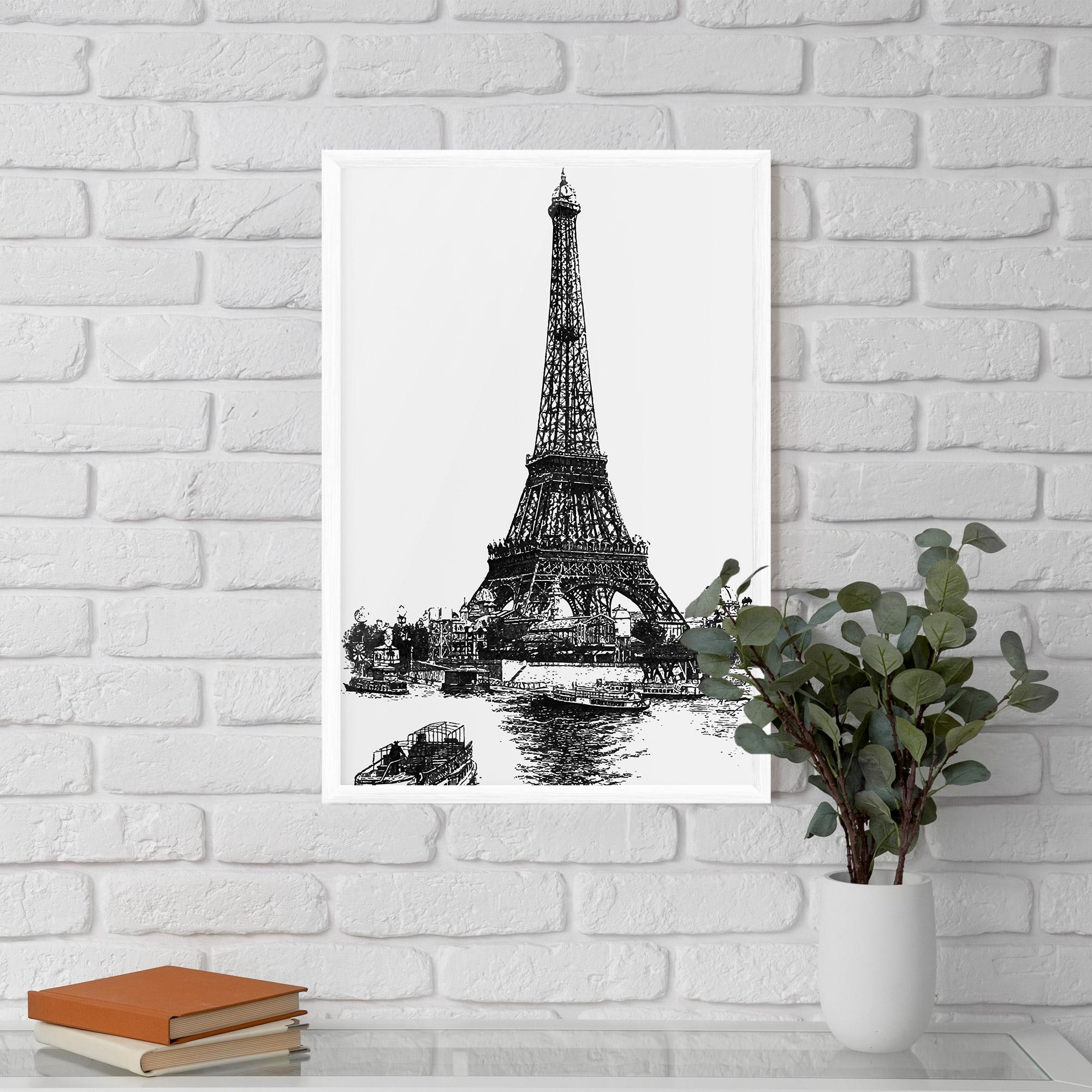 Keretezett Poszter Eiffel Tower Drawing mockup 5