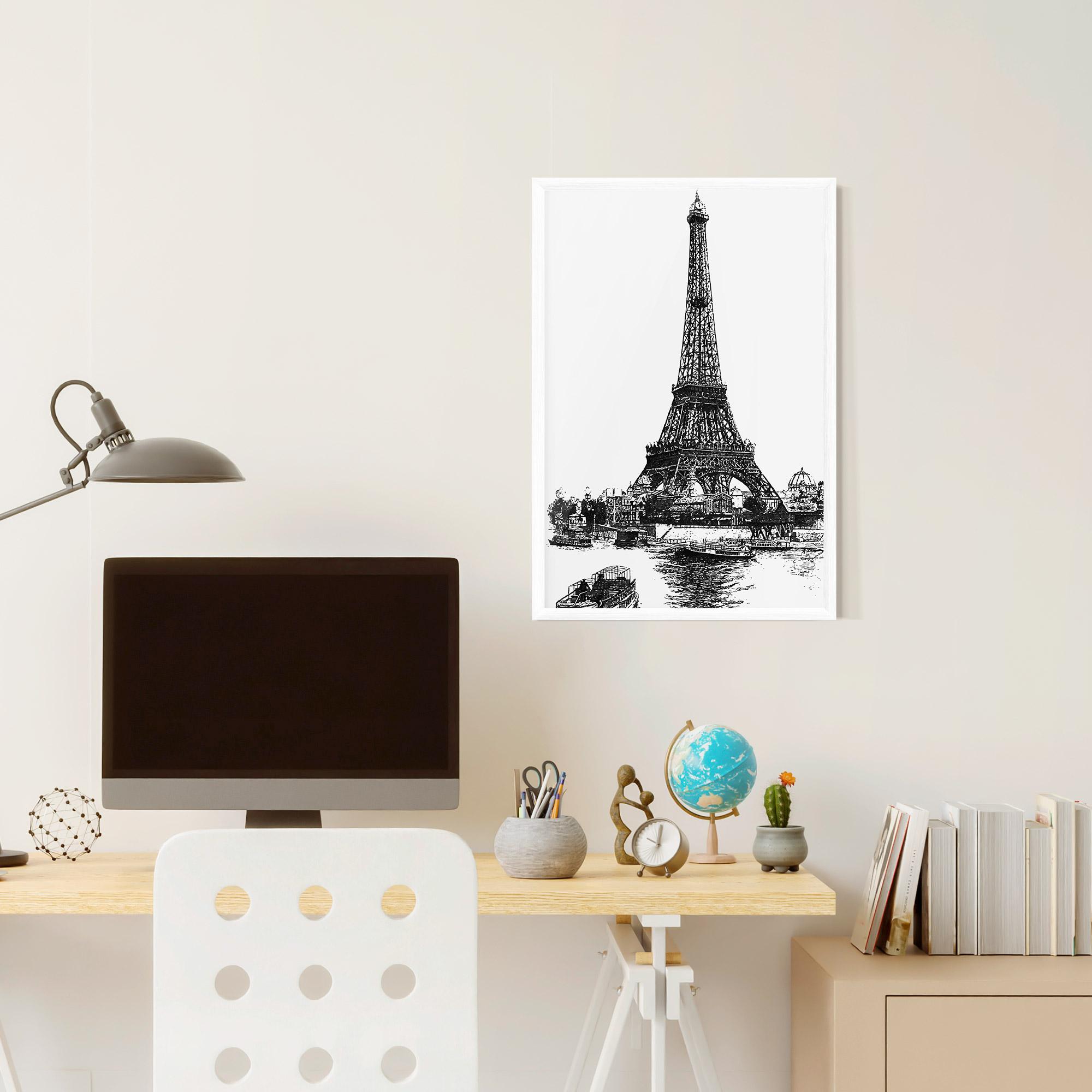 Keretezett Poszter Eiffel Tower Drawing mockup 6