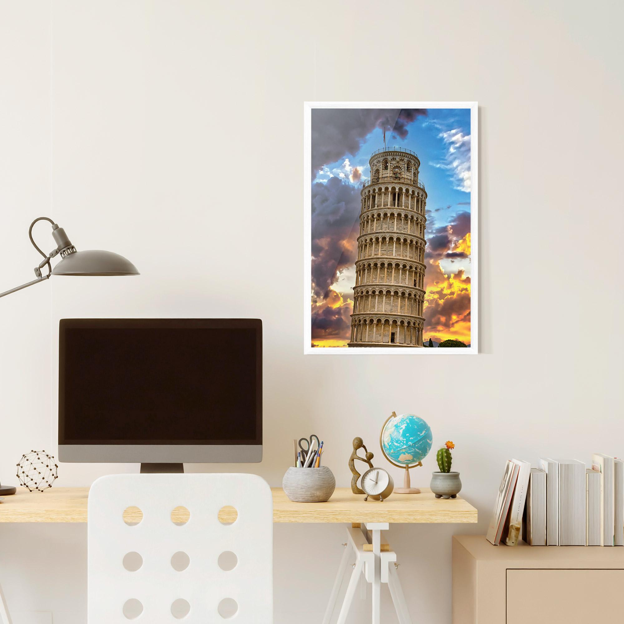 Keretezett Poszter Tower Of Pisa Sunset mockup 6