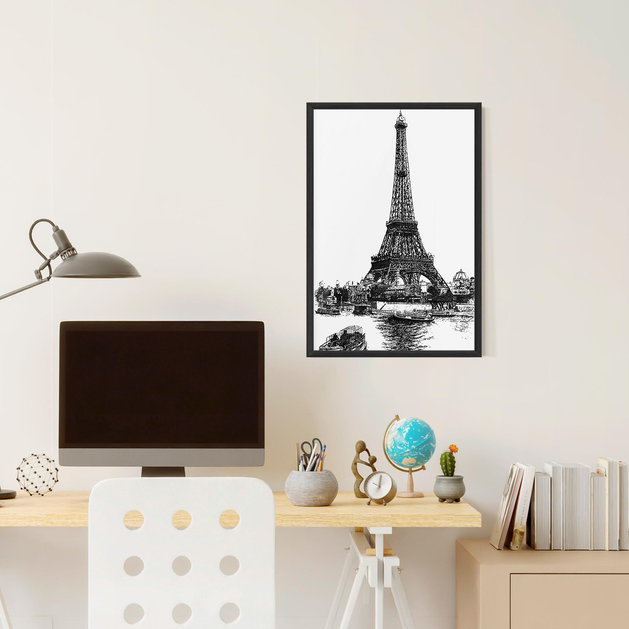 Keretezett Poszter Eiffel Tower Drawing mockup 6