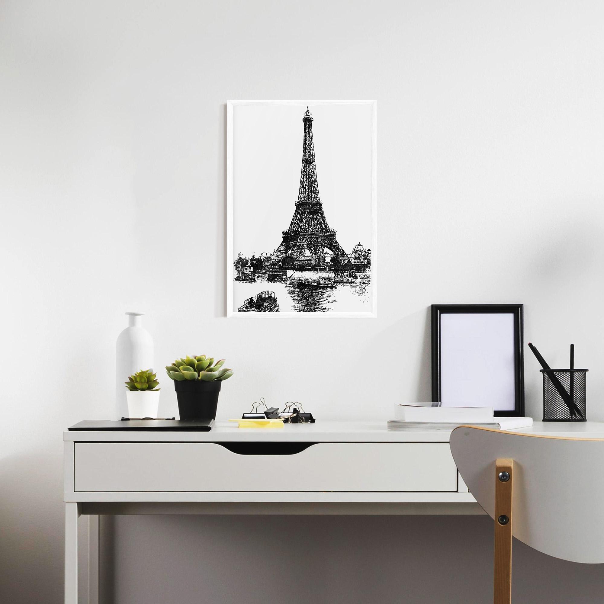 Keretezett Poszter Eiffel Tower Drawing mockup 7