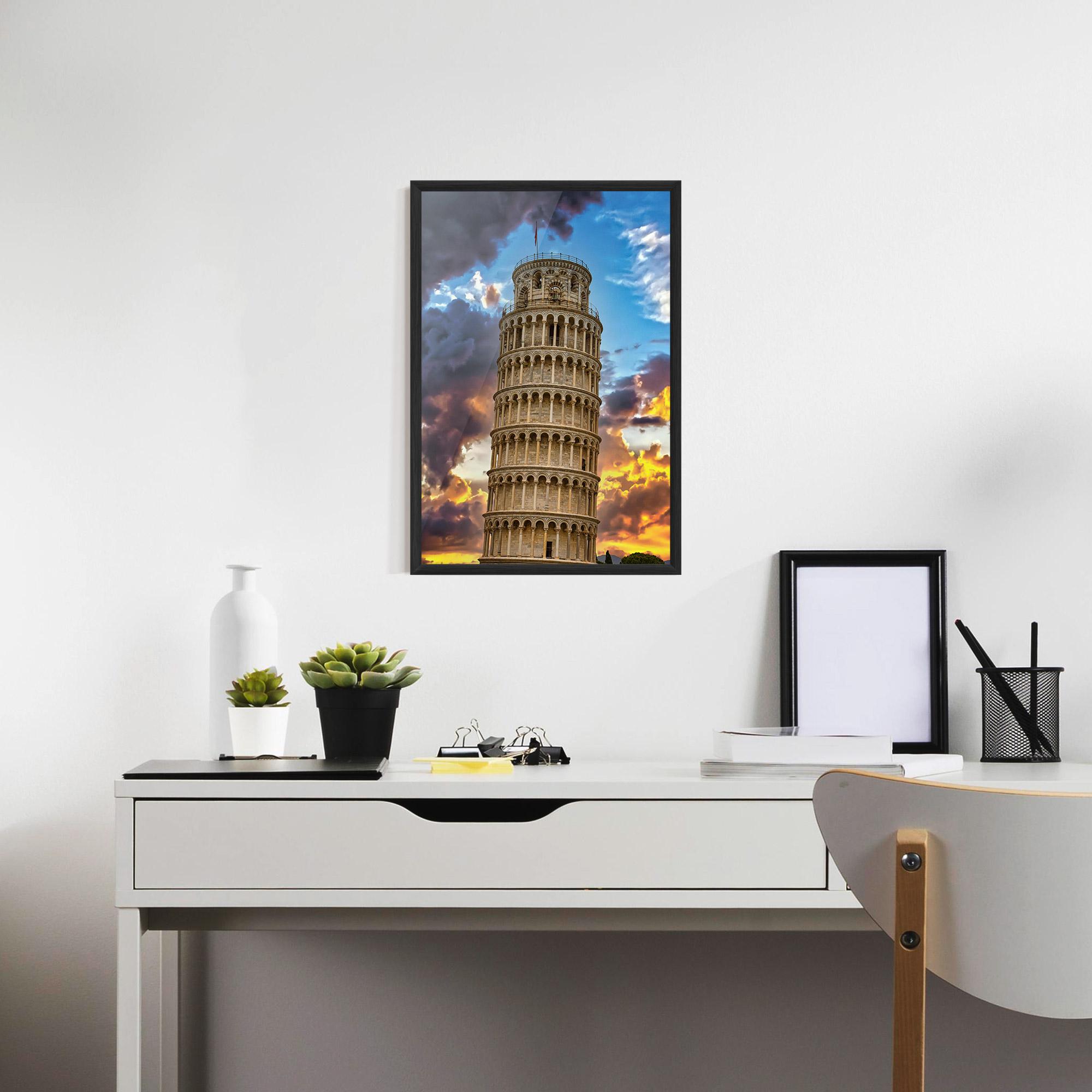 Keretezett Poszter Tower Of Pisa Sunset mockup 7