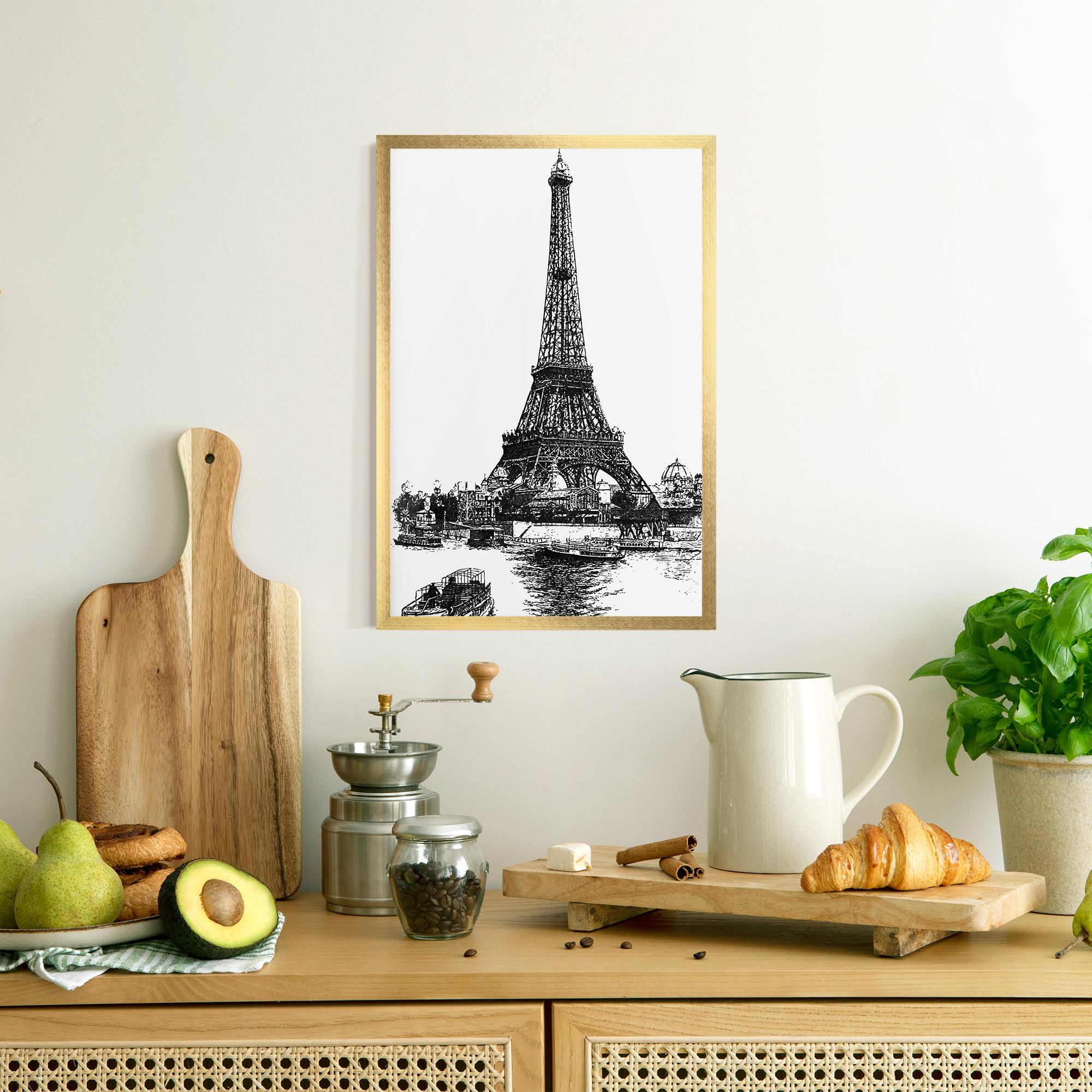 Keretezett Poszter Eiffel Tower Drawing mockup 8