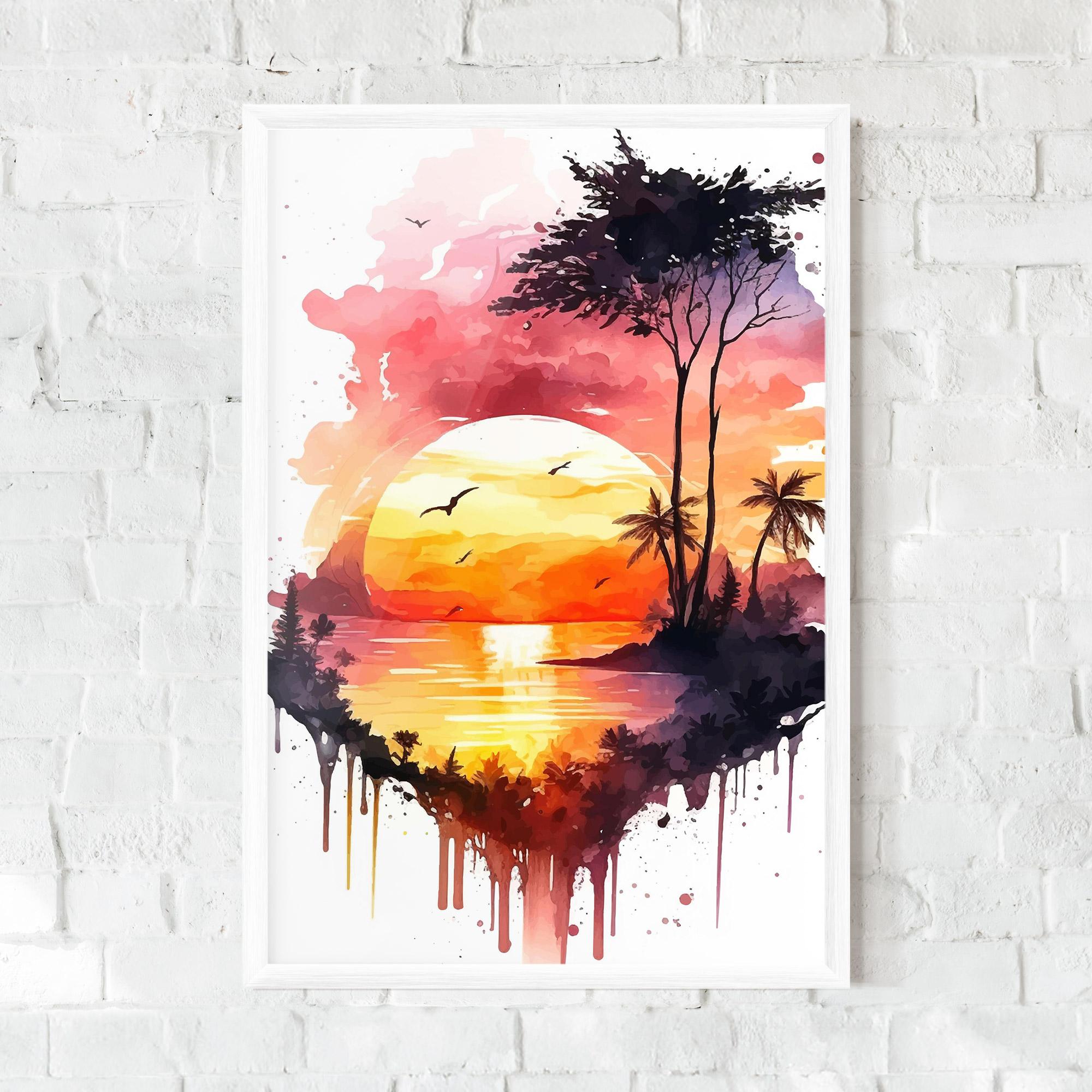 Keretezett Poszter Purple Sunset Art mockup 0