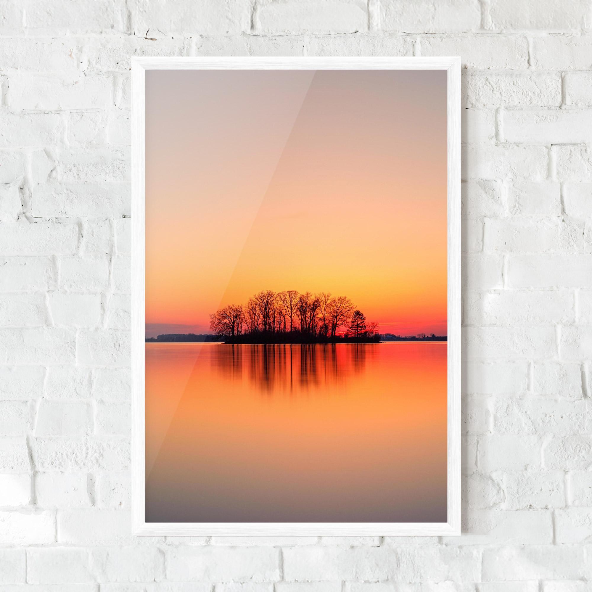 Keretezett Poszter Tree Sunset Lake mockup 0