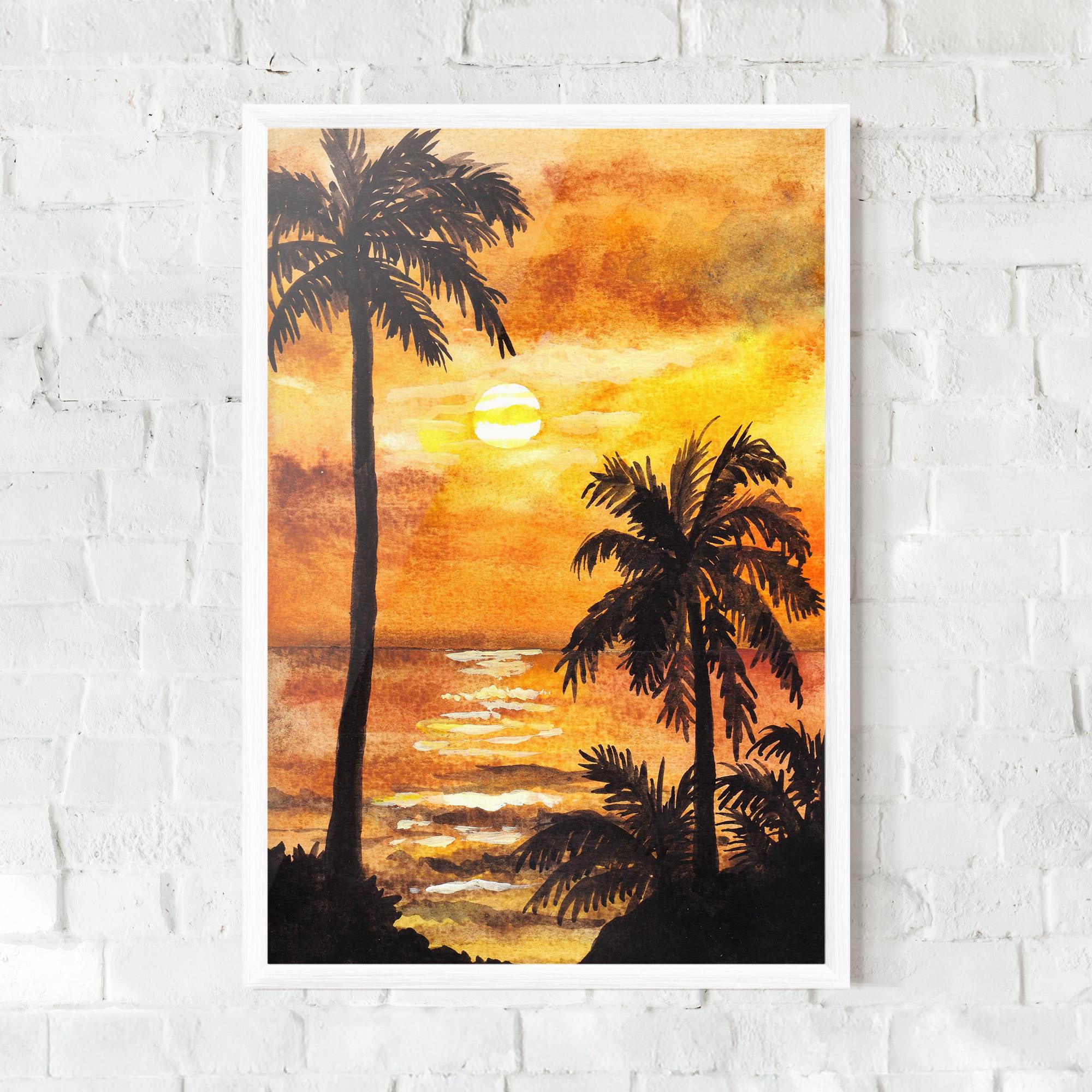 Keretezett Poszter Watercolor Painting Sunrise mockup 0