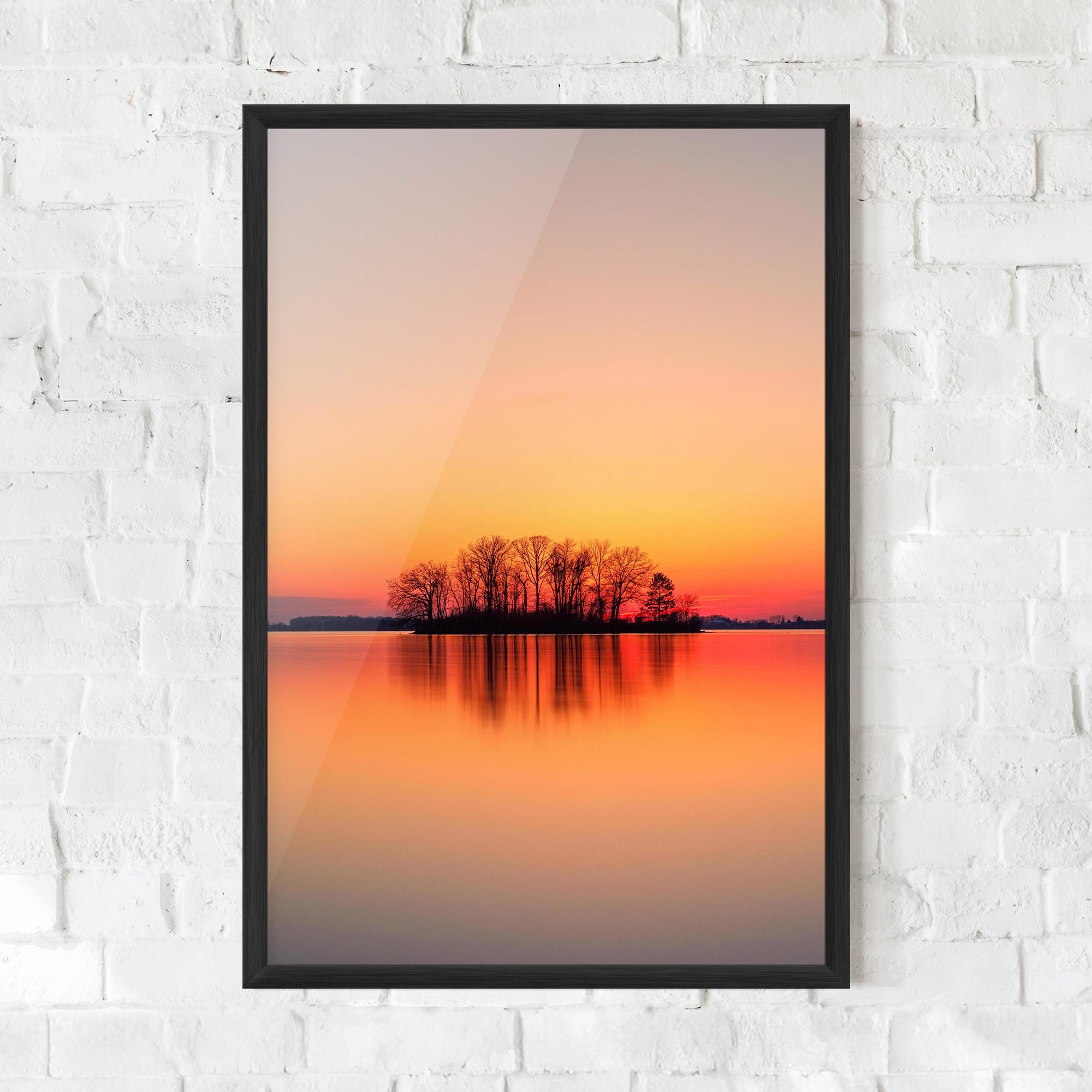Keretezett Poszter Tree Sunset Lake mockup 0