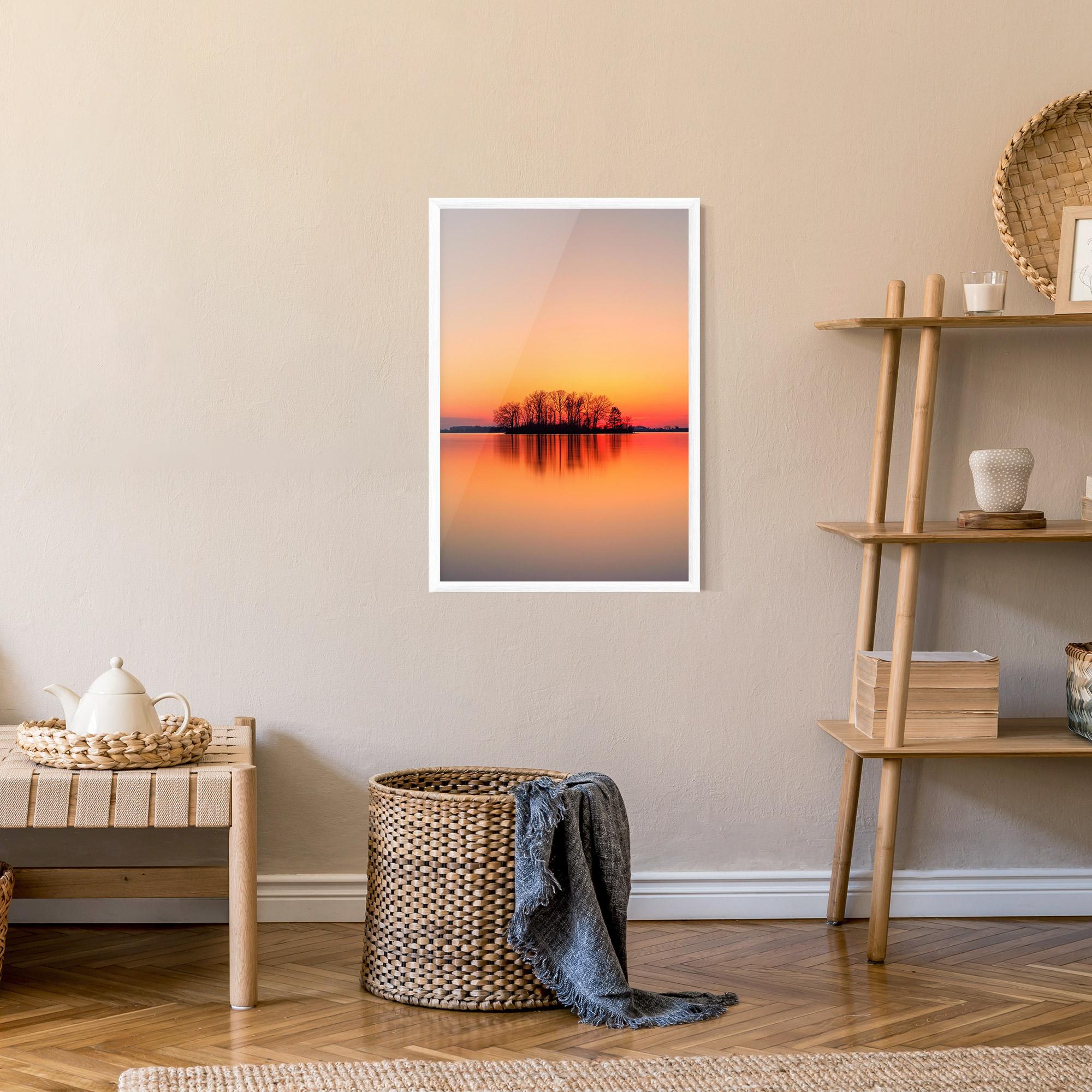 Keretezett Poszter Tree Sunset Lake mockup 9