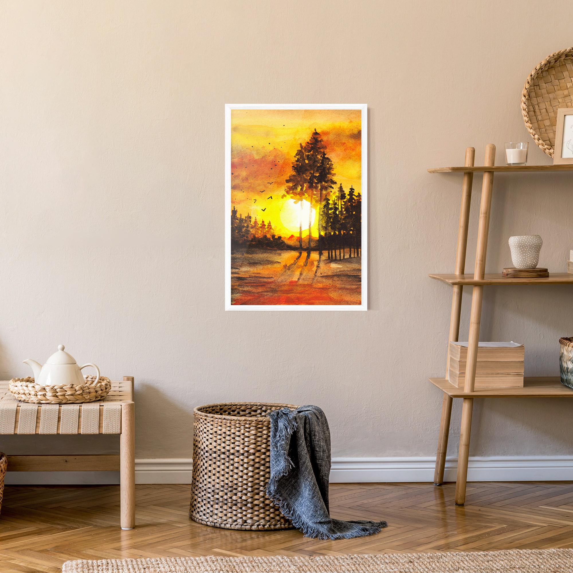 Keretezett Poszter Watercolor Sunset Painting mockup 9