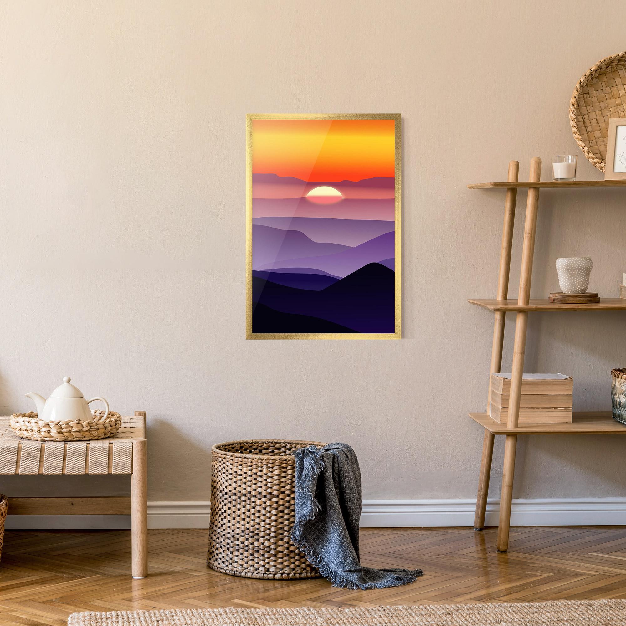 Keretezett Poszter Sunset Purple mockup 9