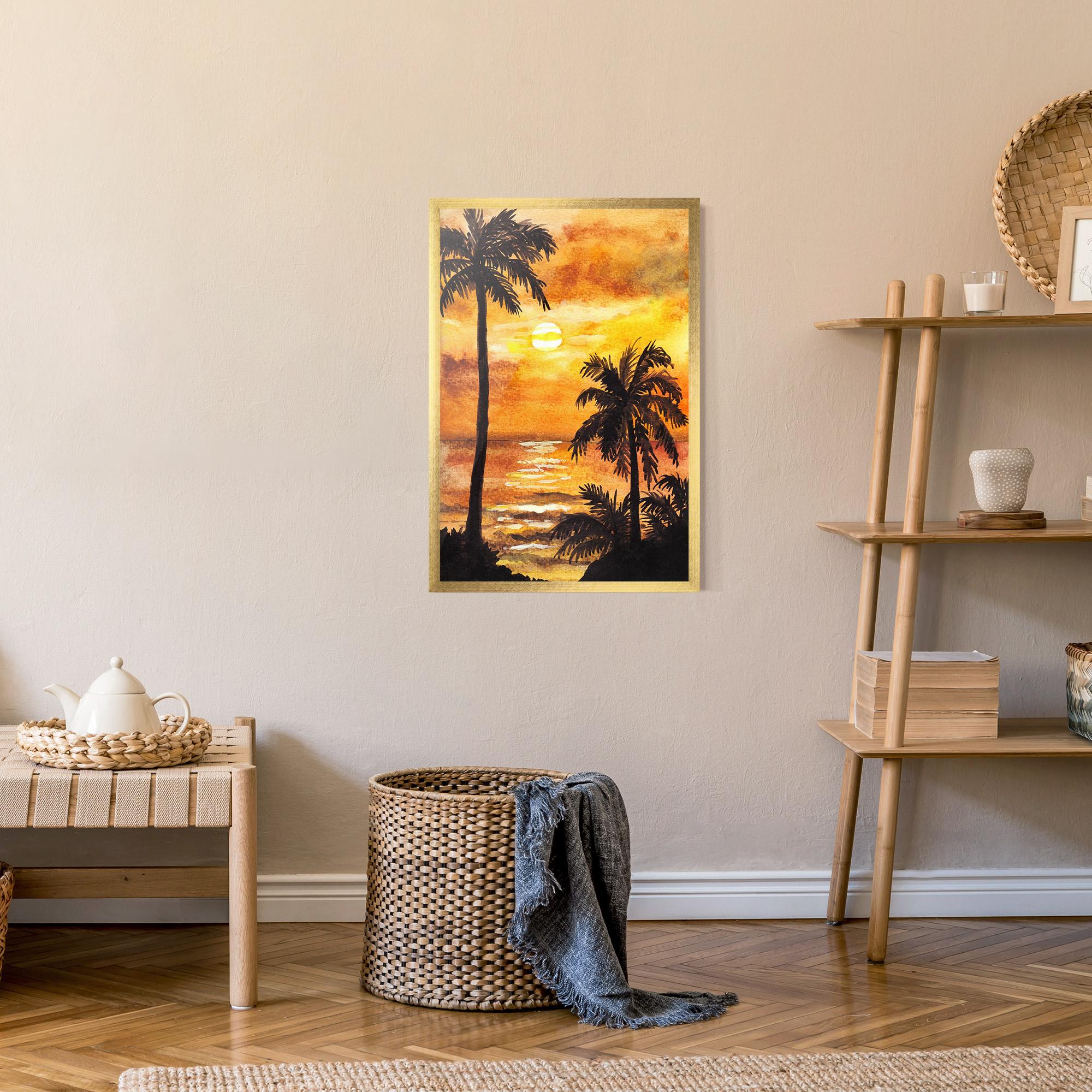 Keretezett Poszter Watercolor Painting Sunrise mockup 9