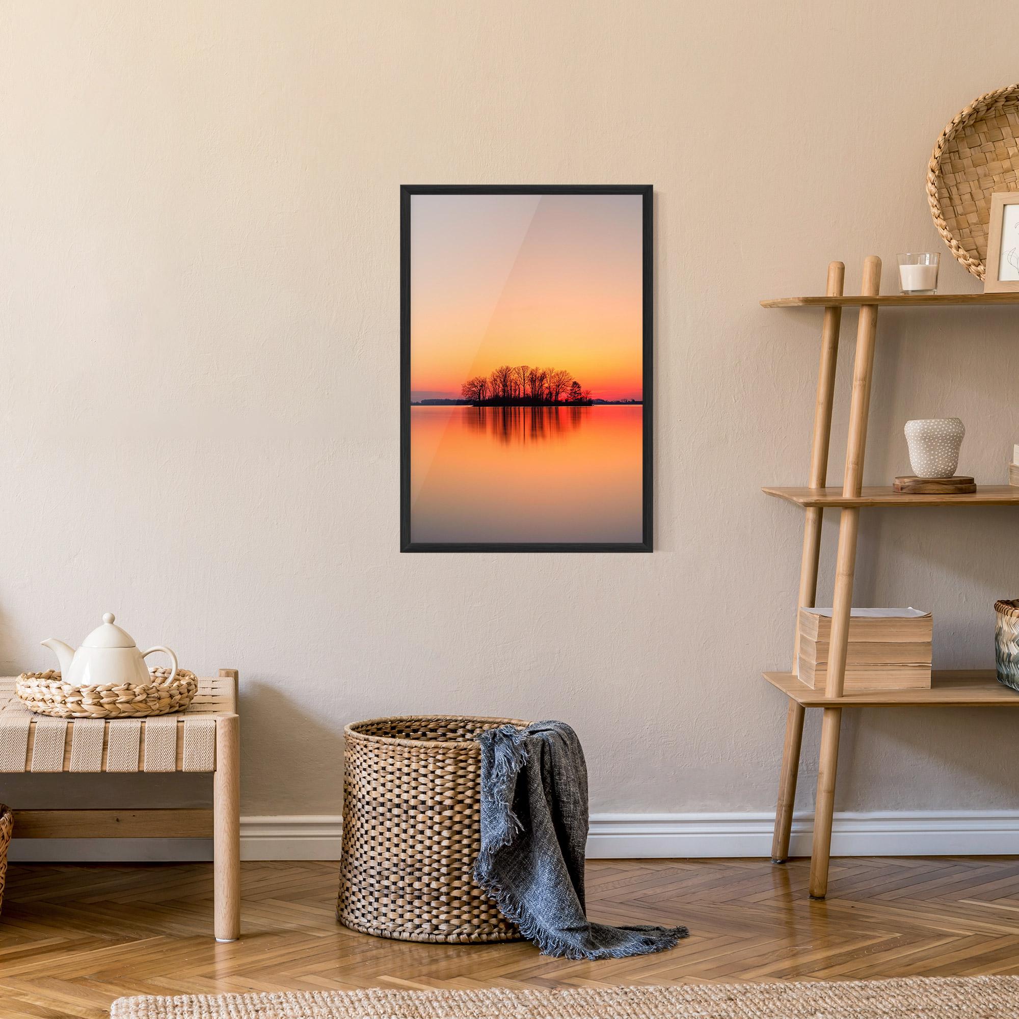 Keretezett Poszter Tree Sunset Lake mockup 9