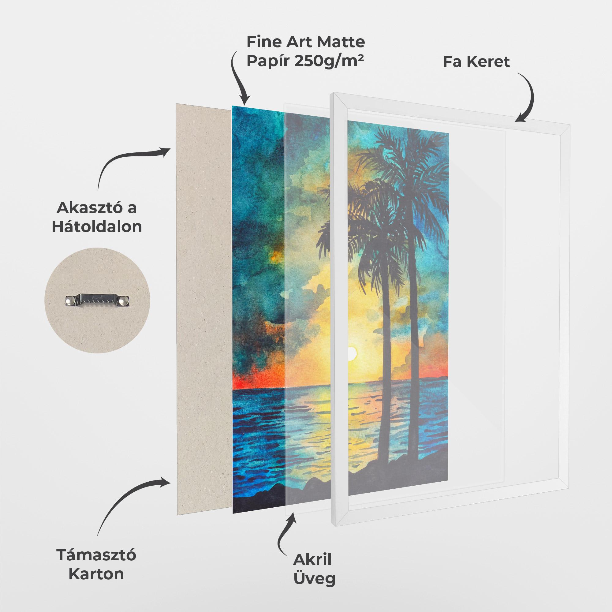 Keretezett Poszter Sunset Landscape Watercolor mockup 1