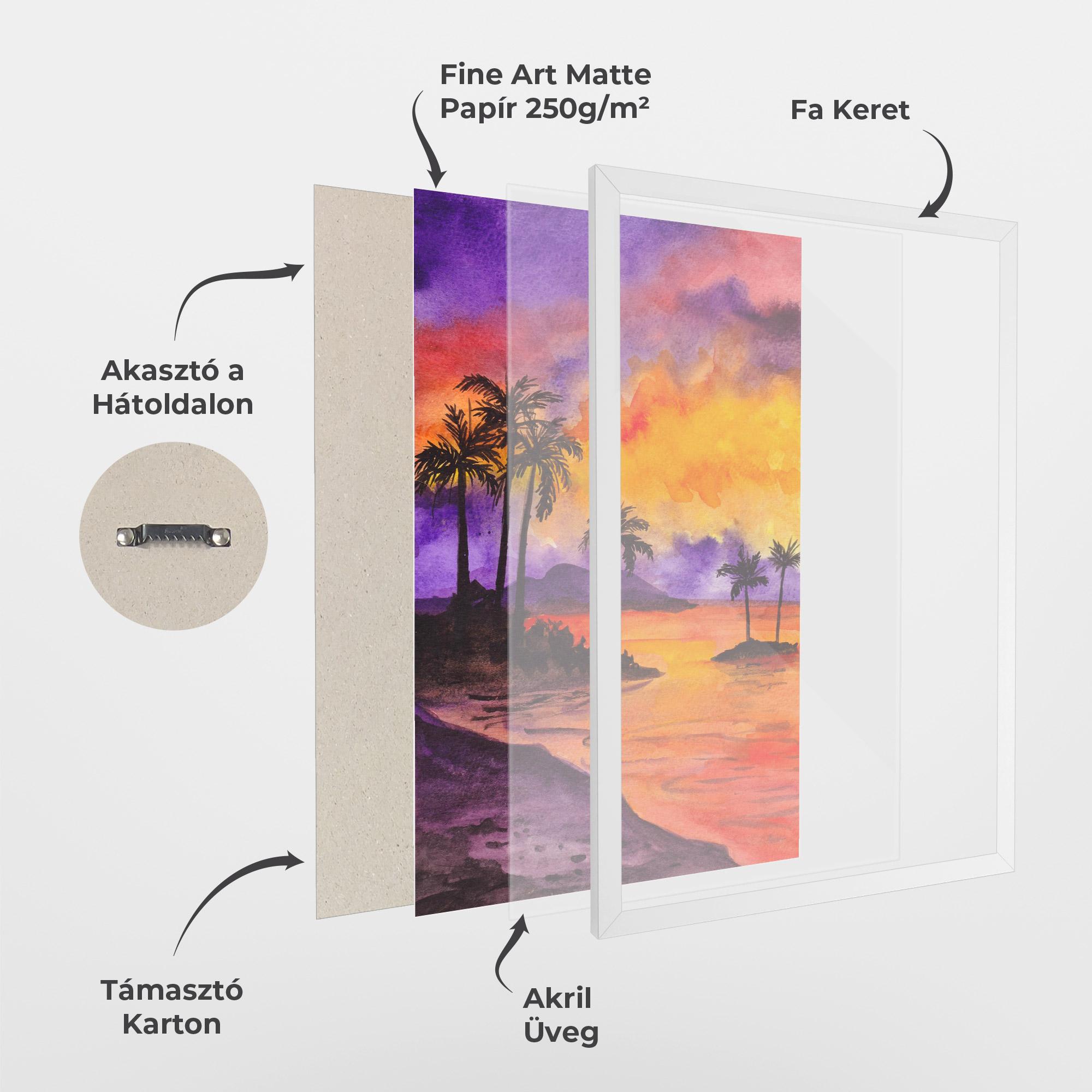 Keretezett Poszter Sunset Watercolor Painting mockup 1
