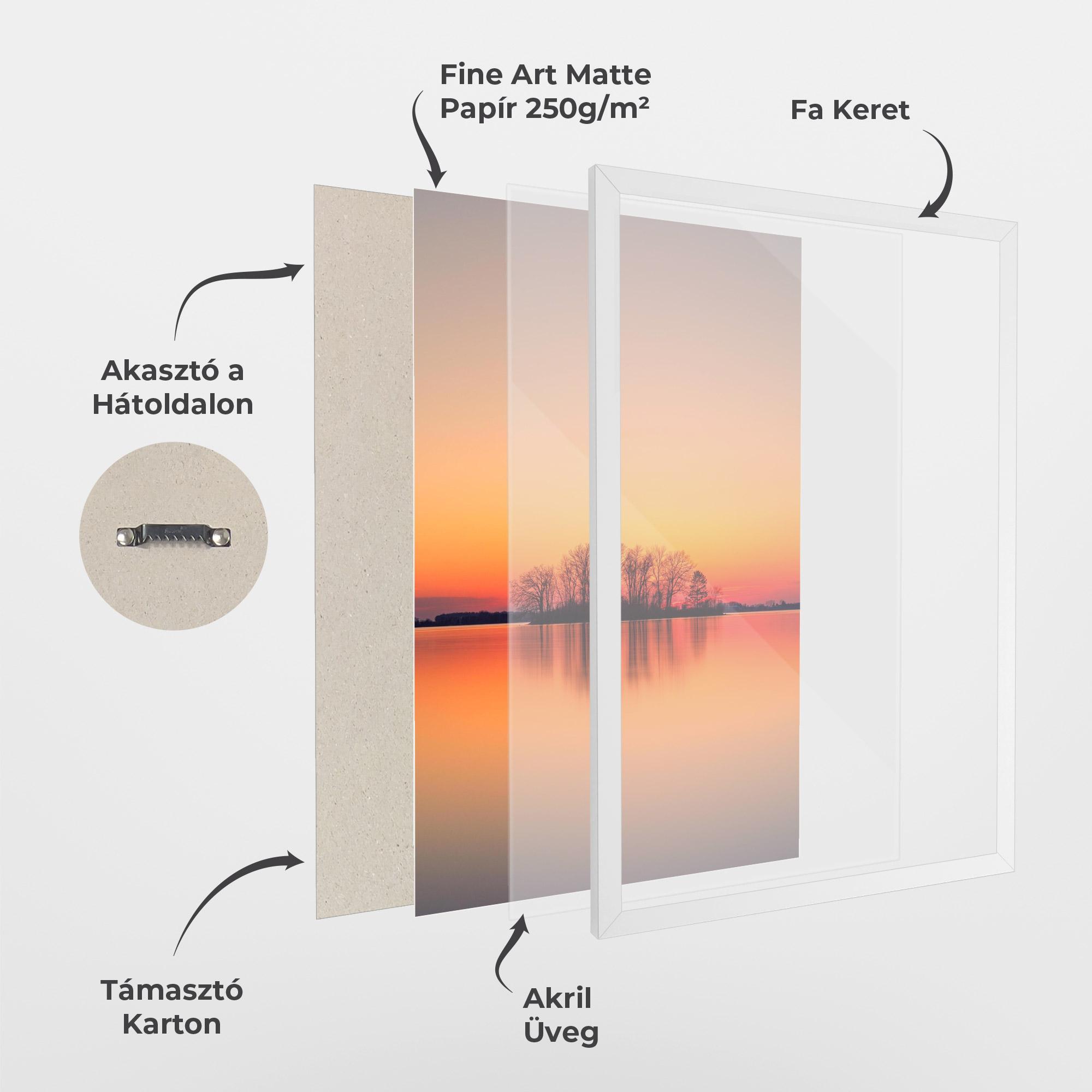 Keretezett Poszter Tree Sunset Lake mockup 1