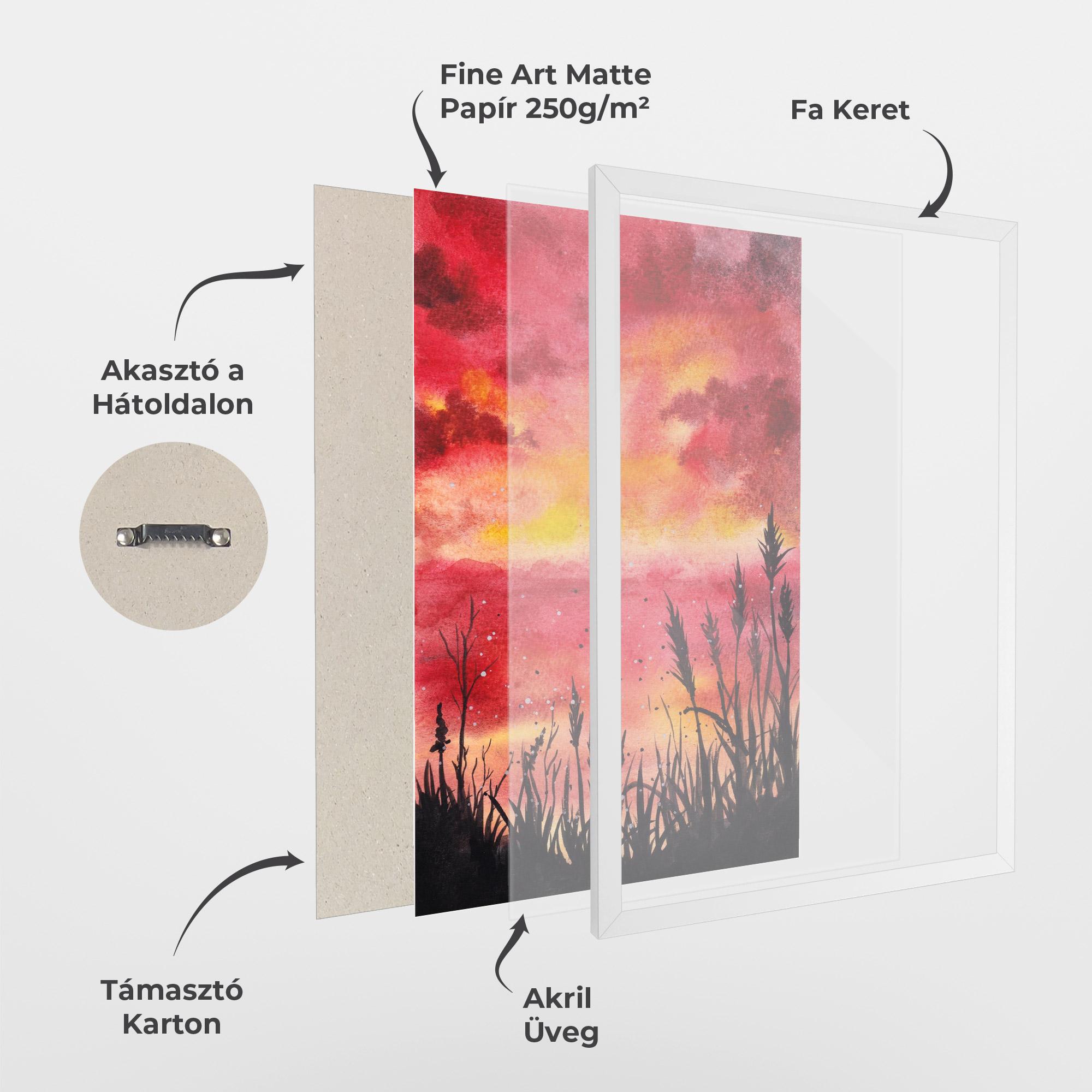 Keretezett Poszter Watercolor Pink Sunset Painting mockup 1