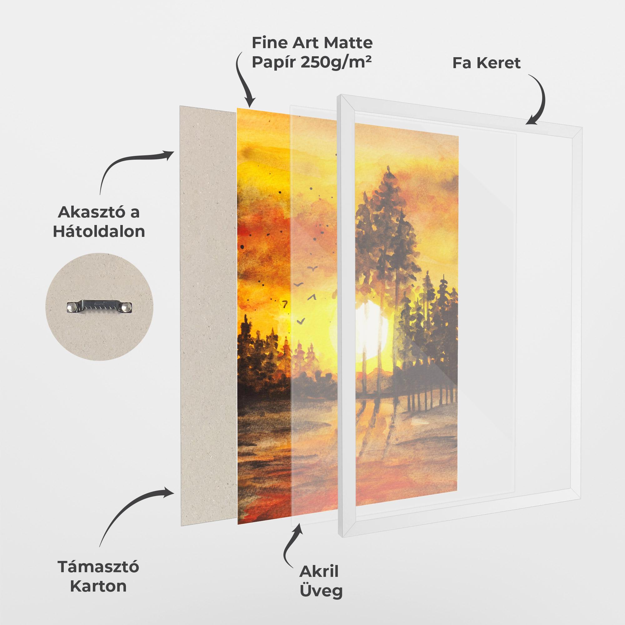 Keretezett Poszter Watercolor Sunset Painting mockup 1