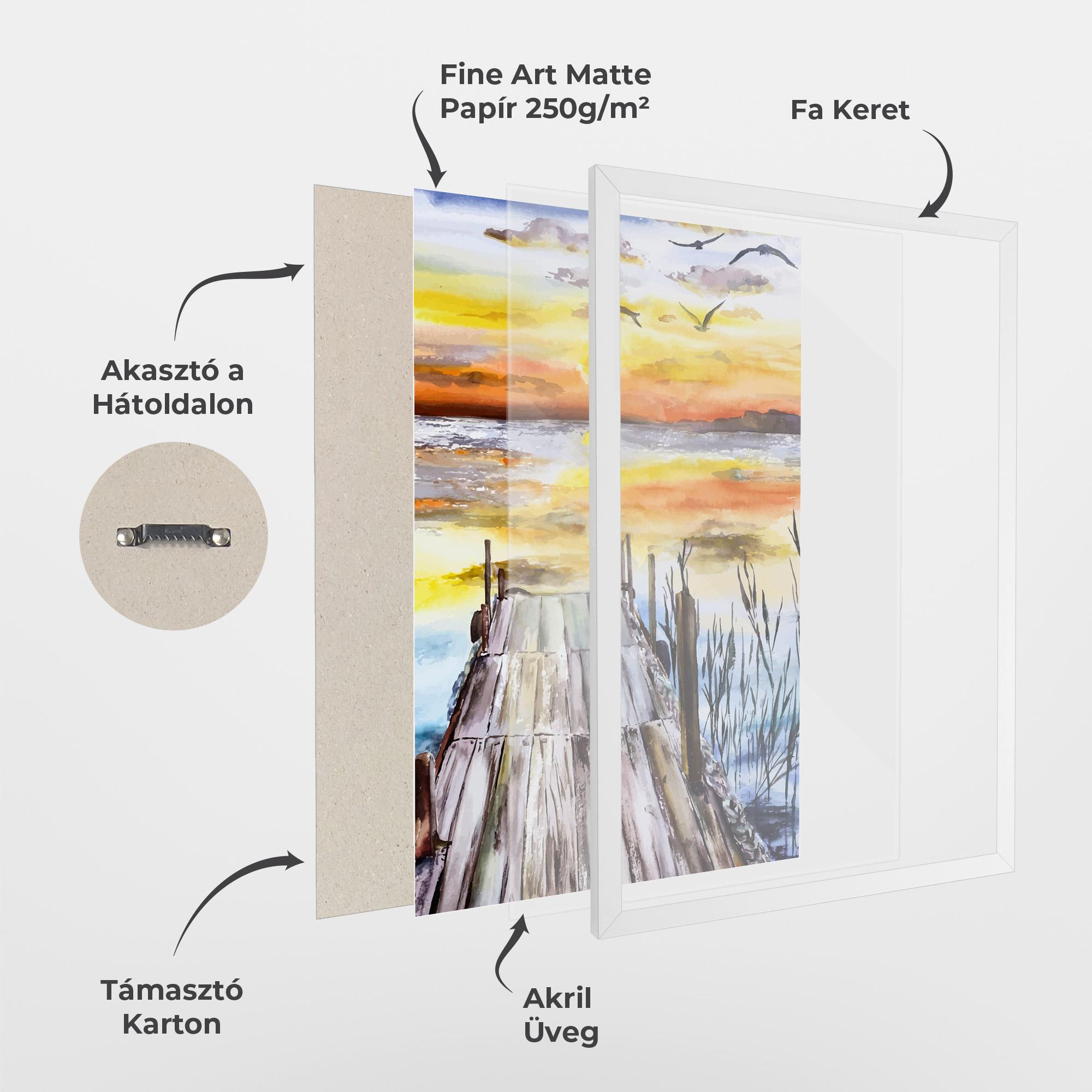 Keretezett Poszter Watercolor Sunset mockup 1