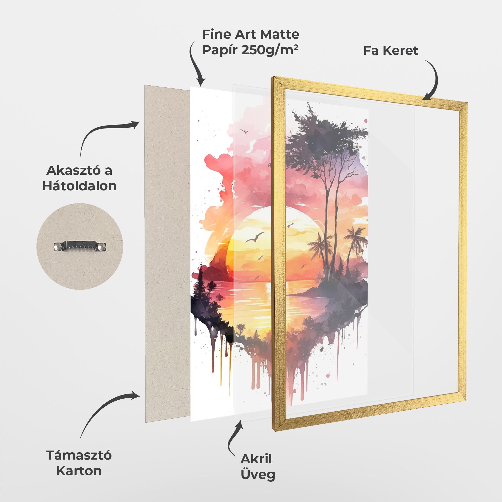 Keretezett Poszter Purple Sunset Art mockup 1