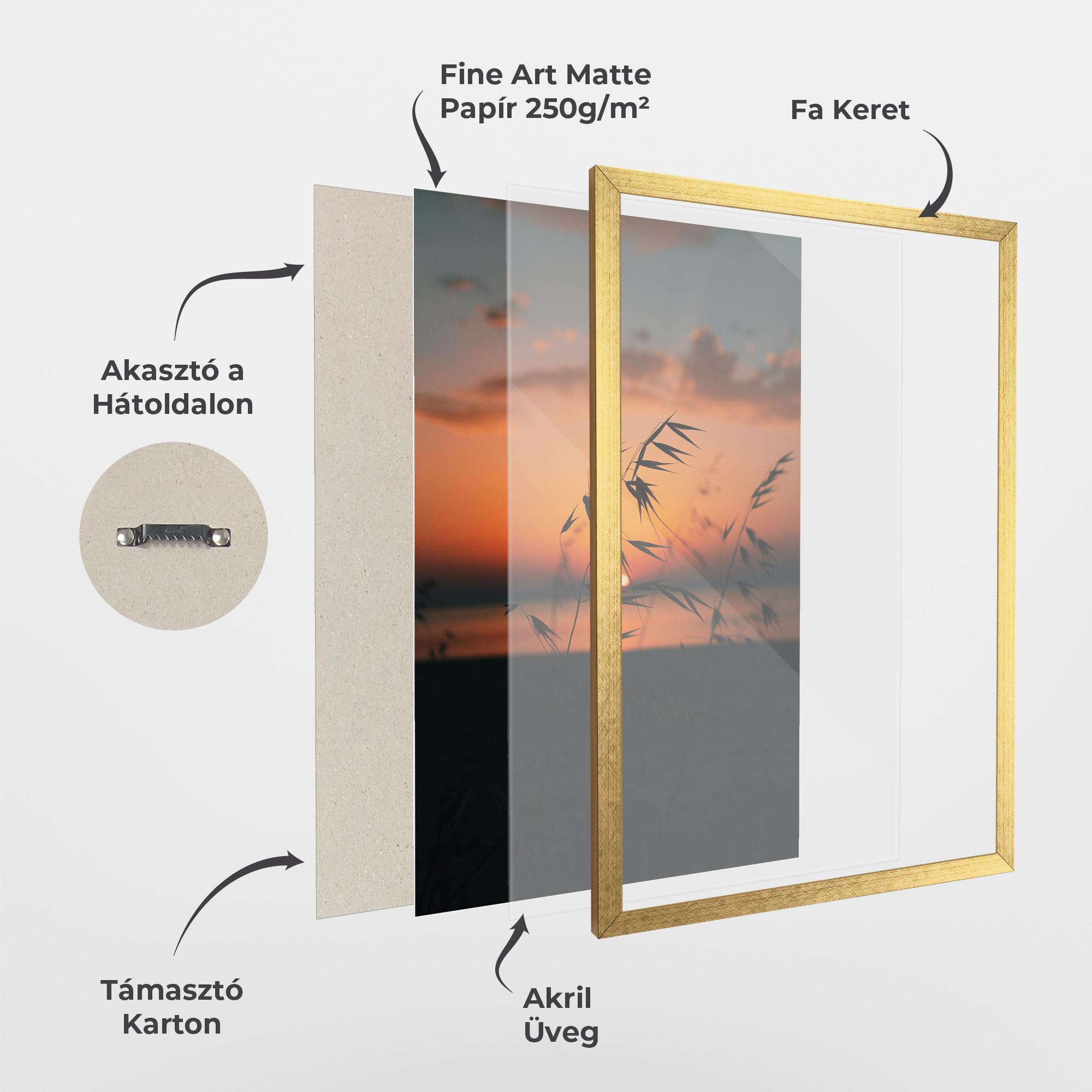 Keretezett Poszter Small Leaves Sunset mockup 1