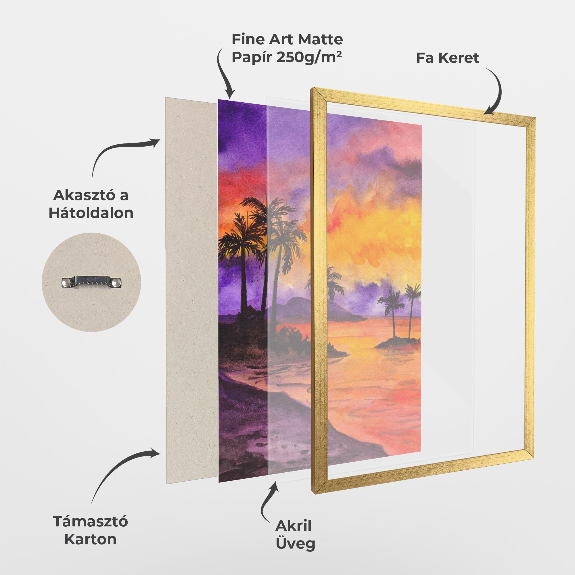 Keretezett Poszter Sunset Watercolor Painting mockup 1