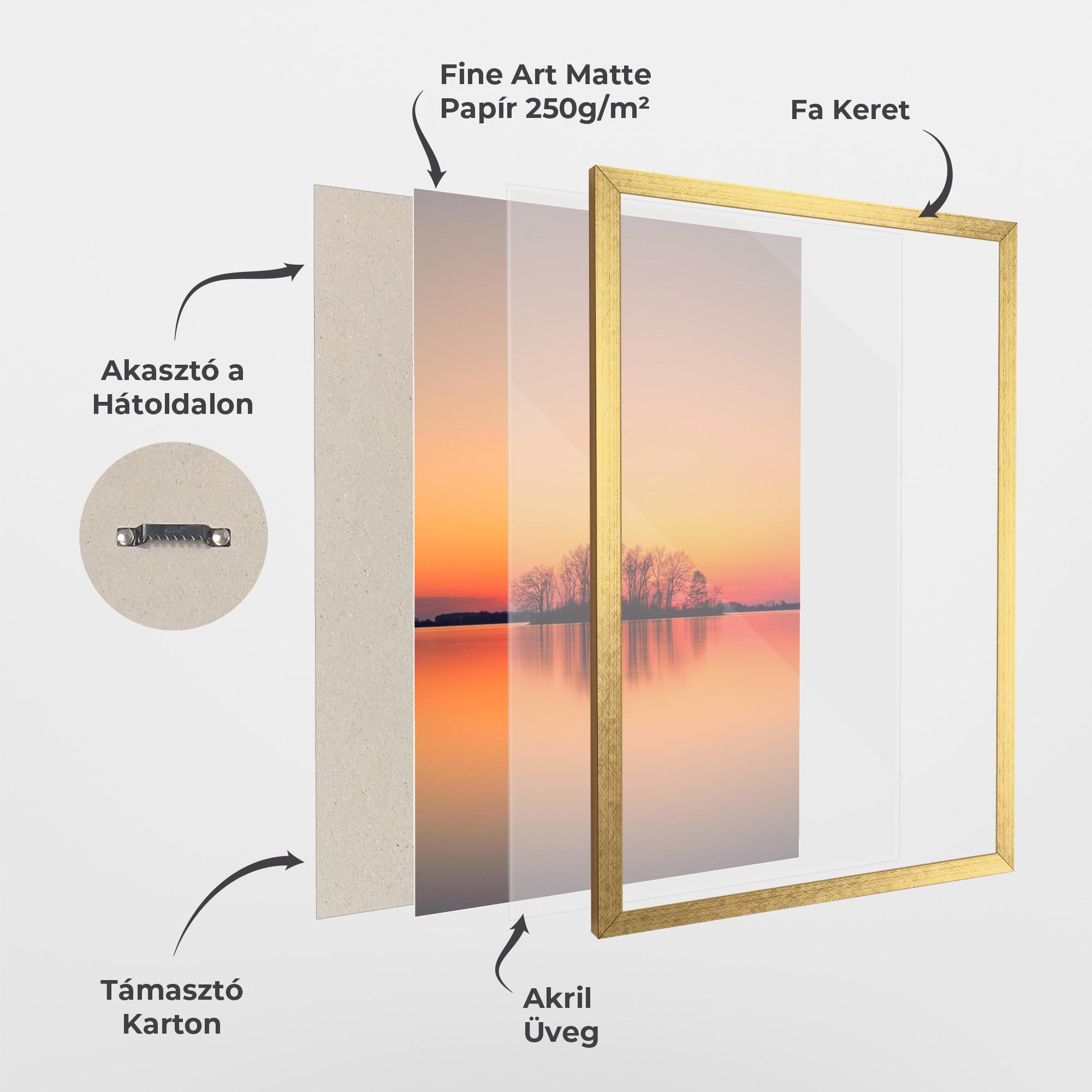 Keretezett Poszter Tree Sunset Lake mockup 1