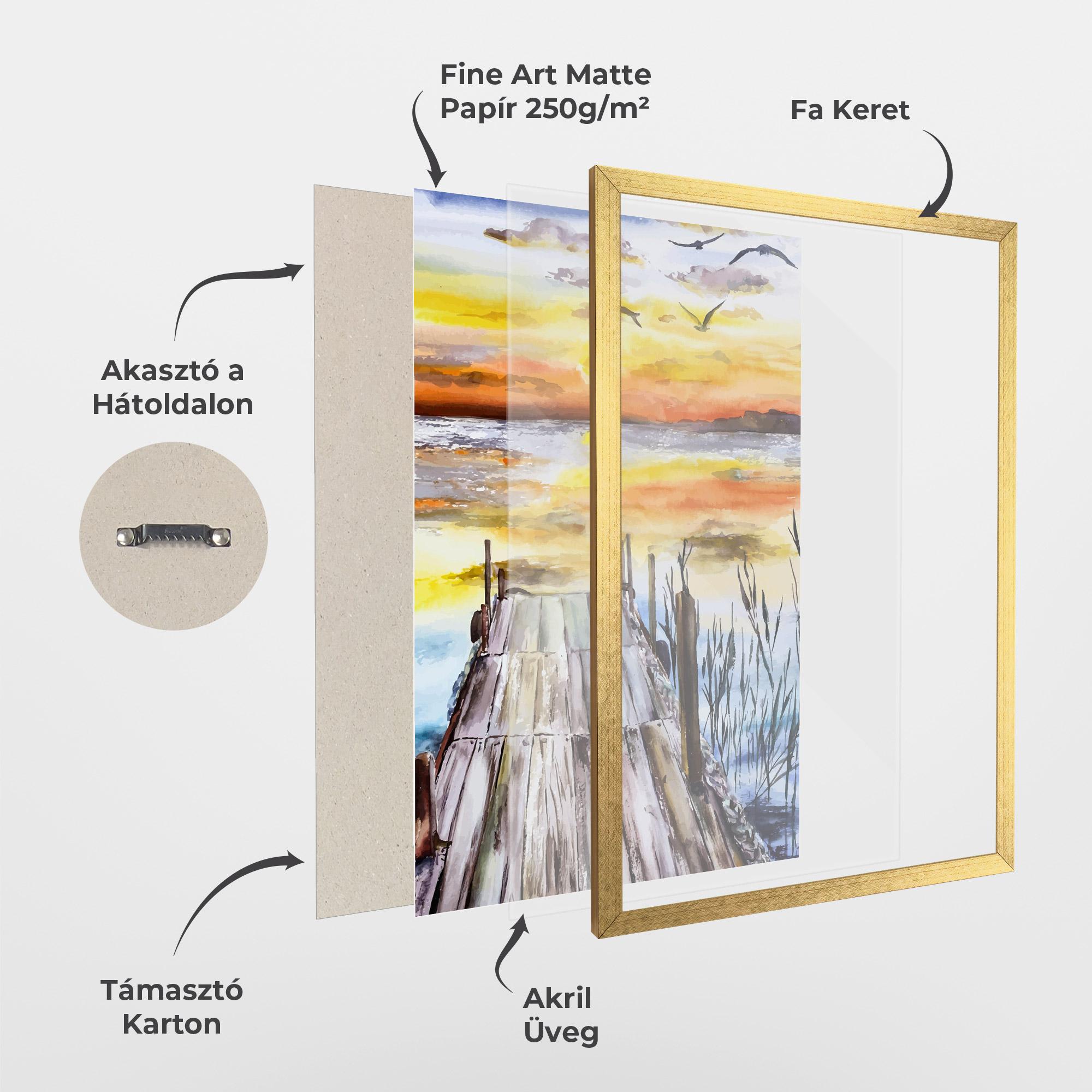 Keretezett Poszter Watercolor Sunset mockup 1