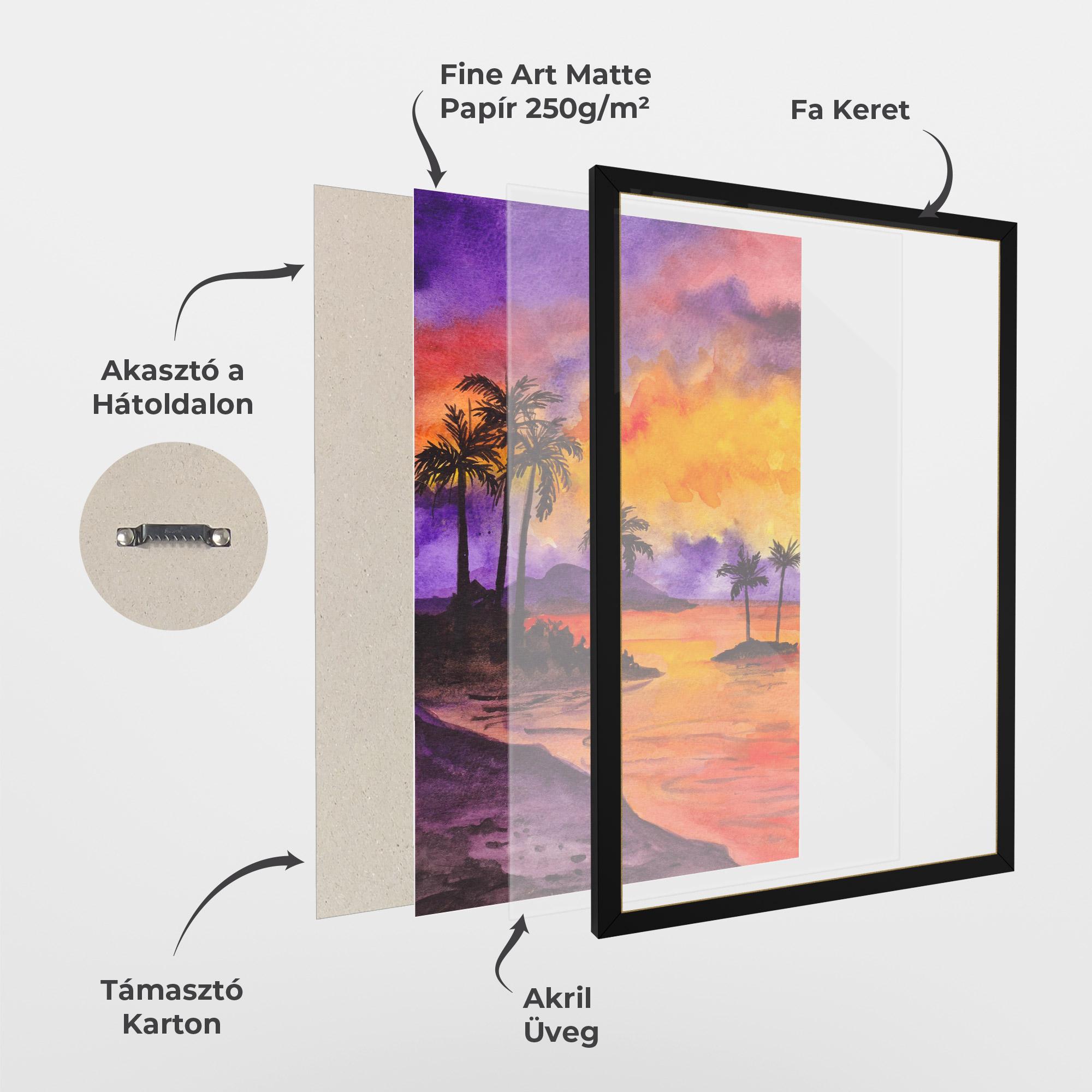 Keretezett Poszter Sunset Watercolor Painting mockup 1