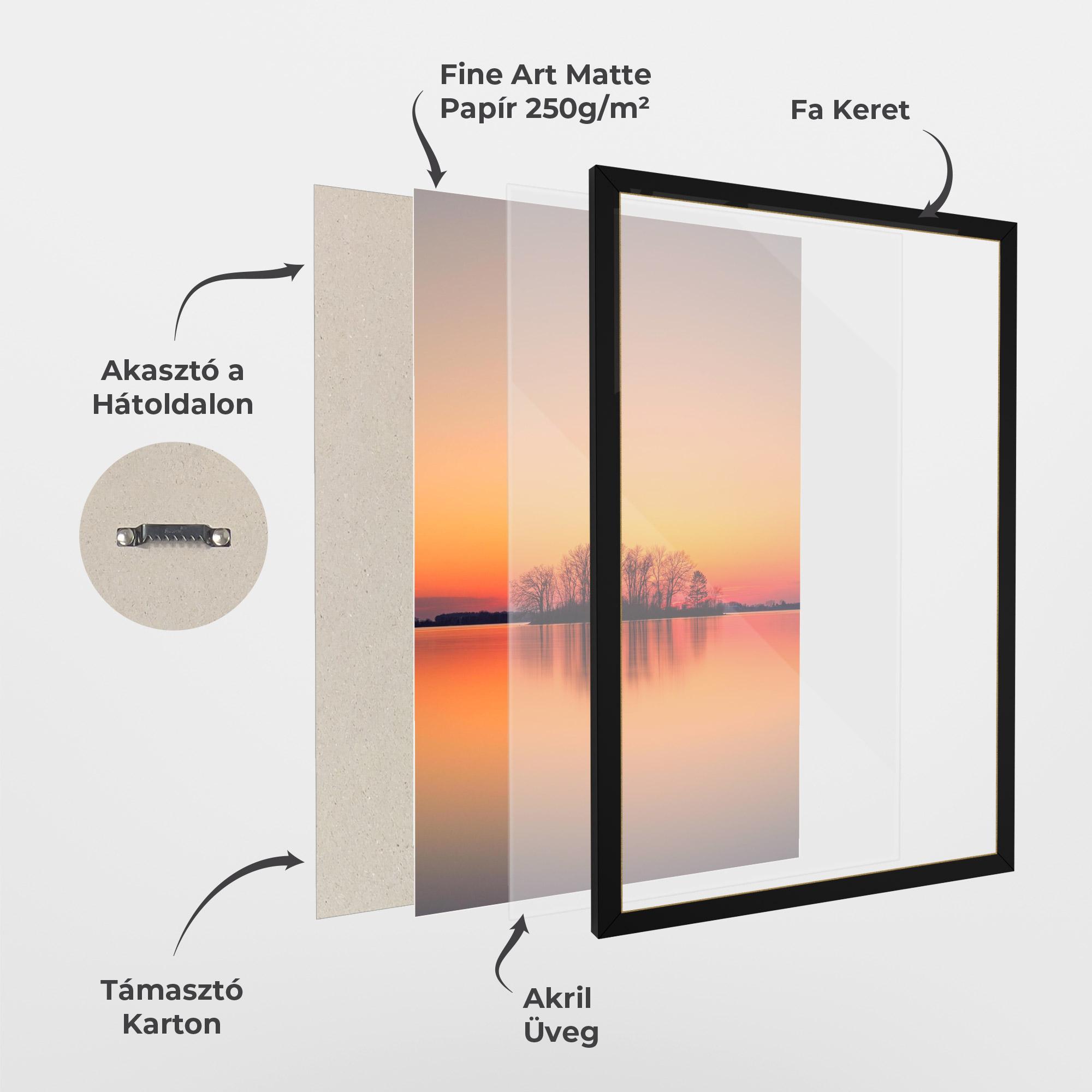 Keretezett Poszter Tree Sunset Lake mockup 1