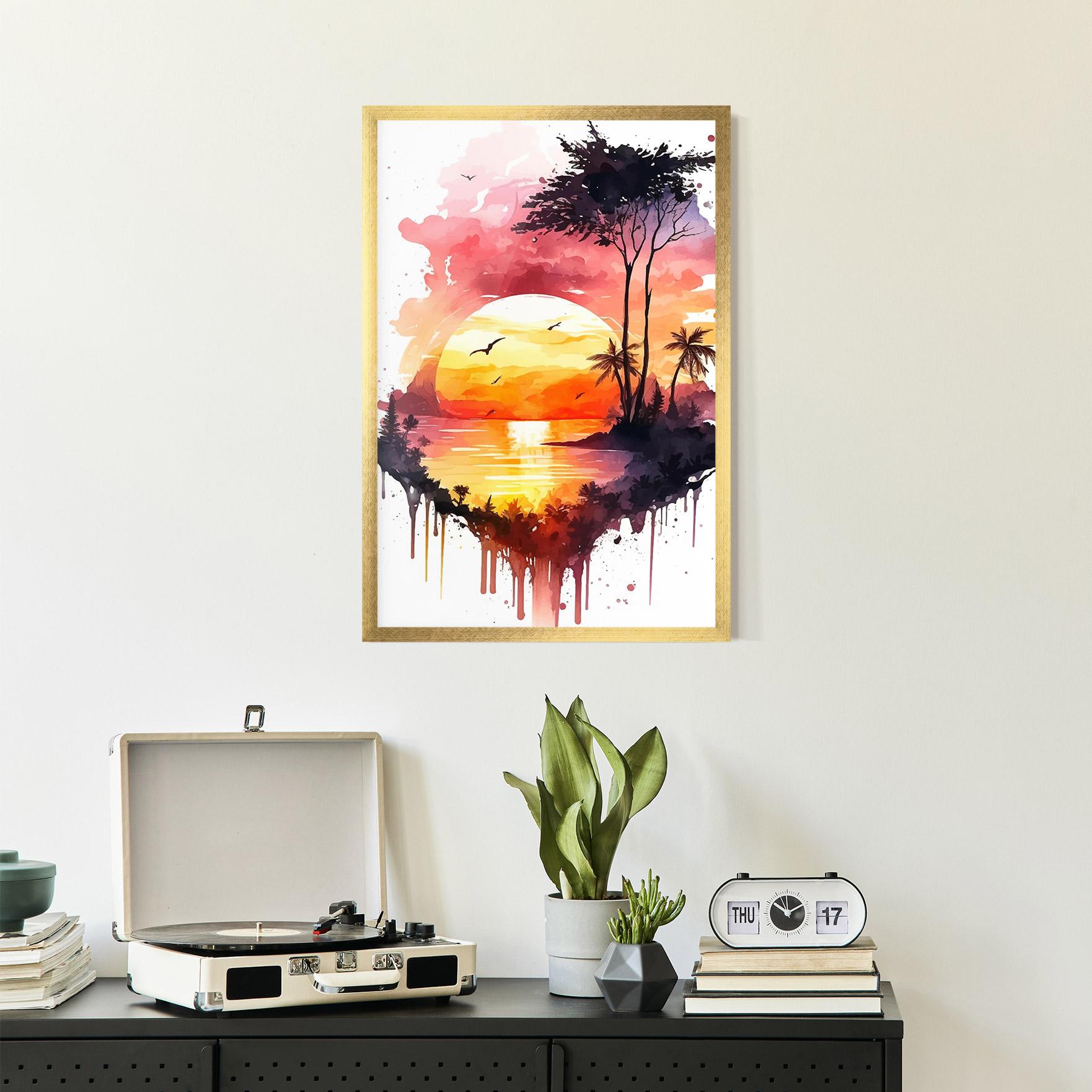 Keretezett Poszter Purple Sunset Art mockup 2