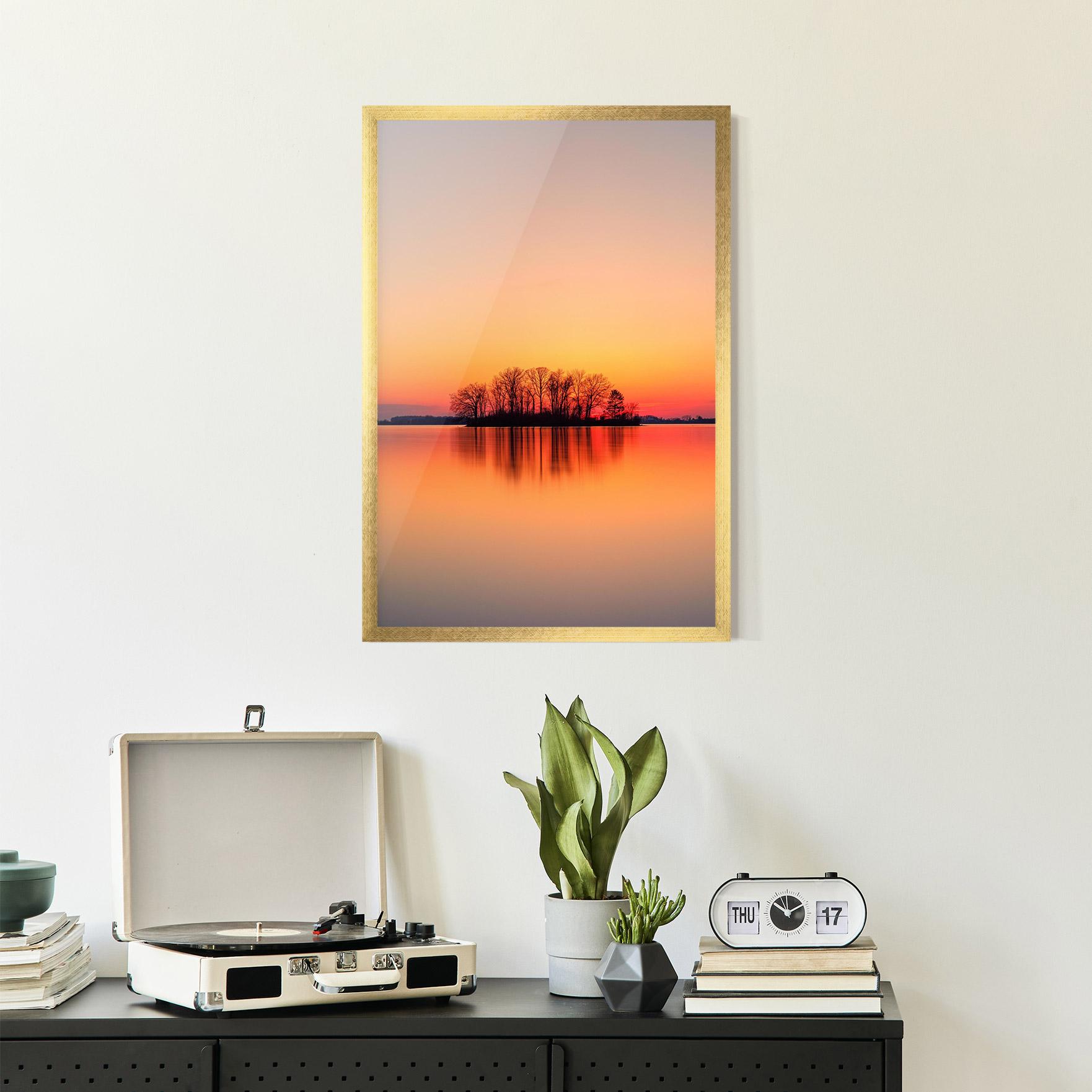 Keretezett Poszter Tree Sunset Lake mockup 2