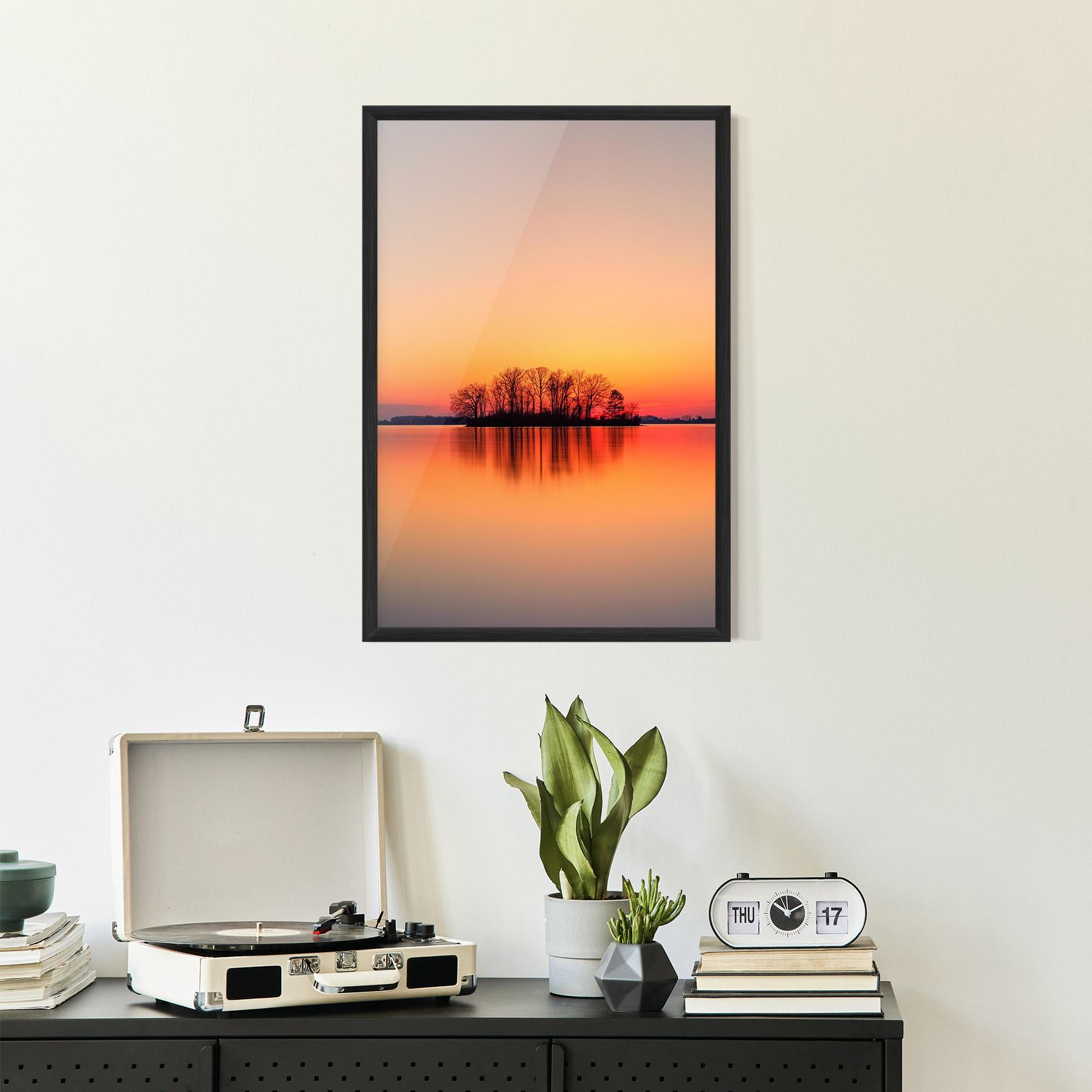 Keretezett Poszter Tree Sunset Lake mockup 2