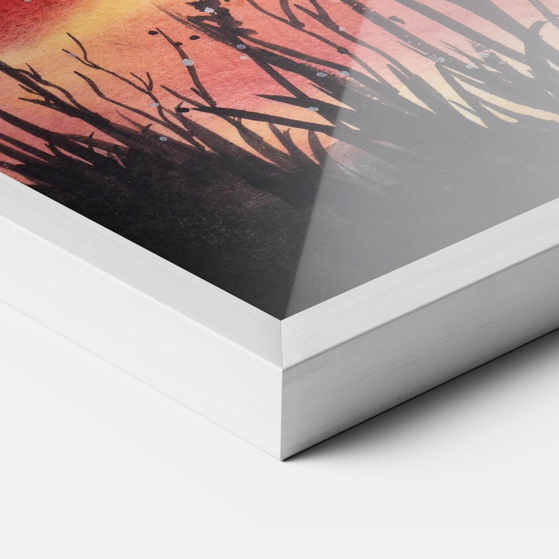 Keretezett Poszter Watercolor Pink Sunset Painting mockup 3