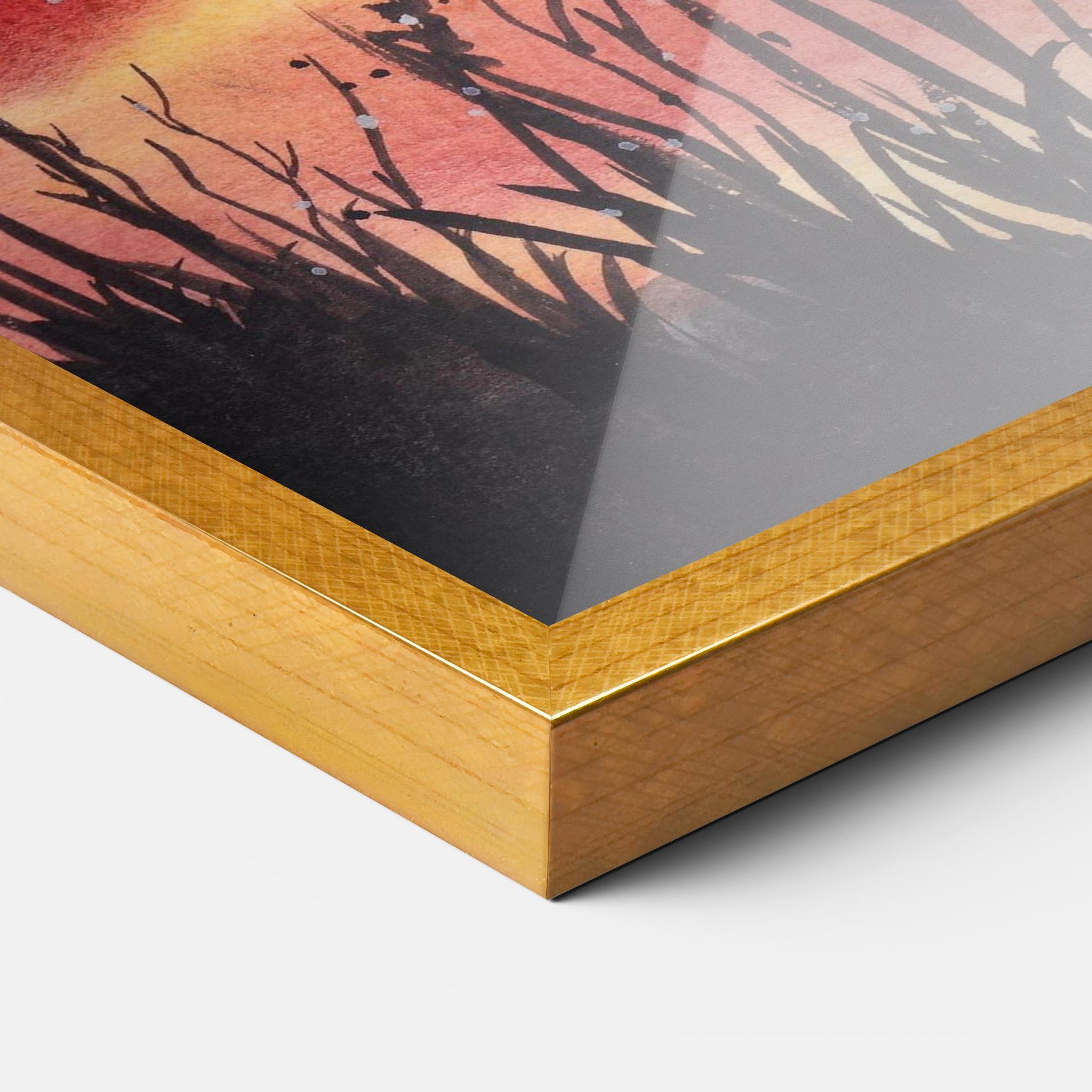 Keretezett Poszter Watercolor Pink Sunset Painting mockup 3