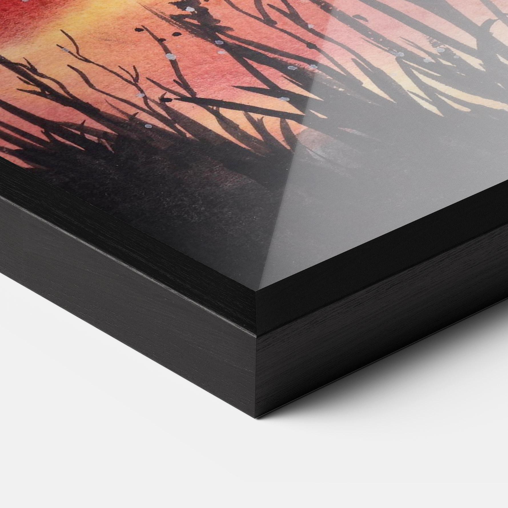 Keretezett Poszter Watercolor Pink Sunset Painting mockup 3