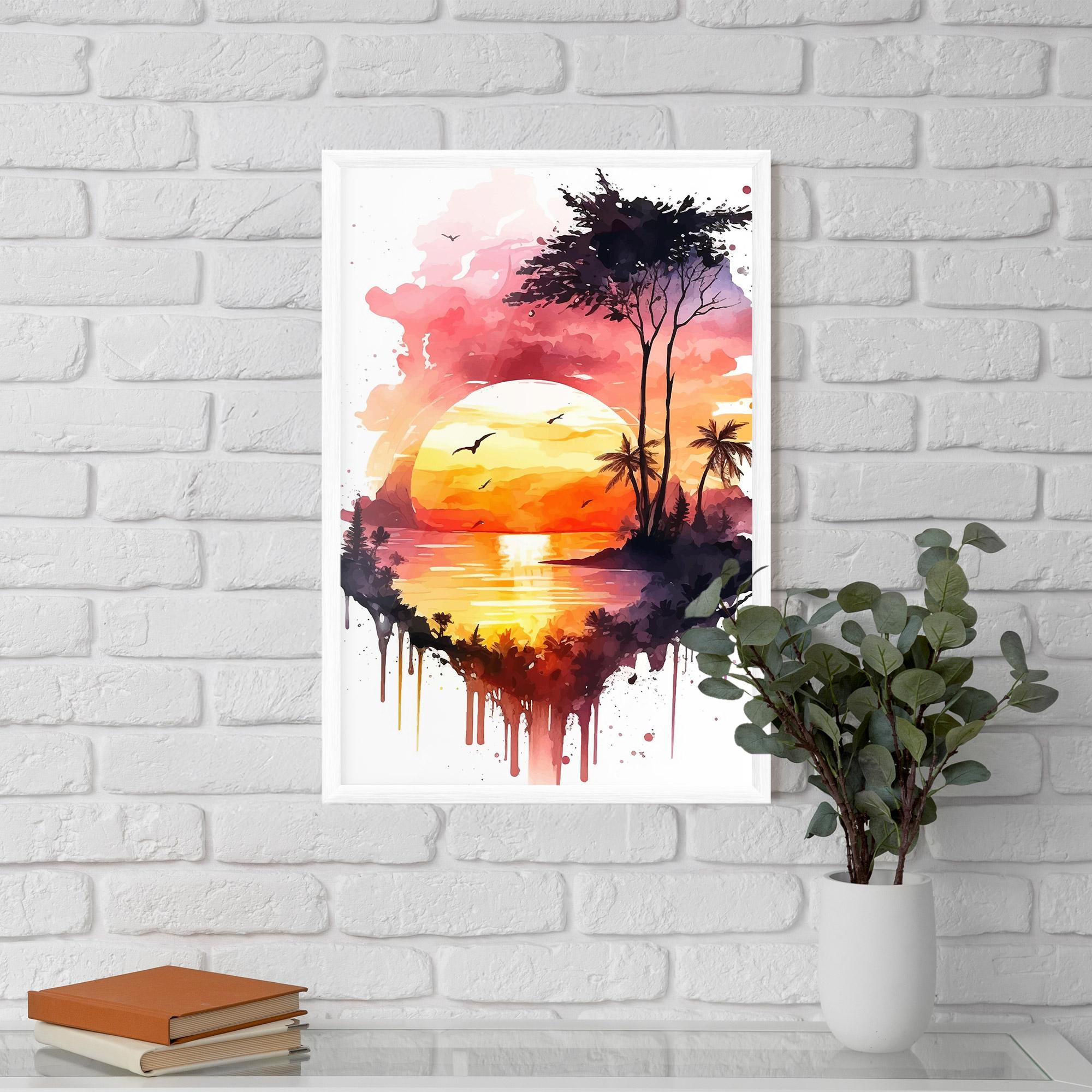 Keretezett Poszter Purple Sunset Art mockup 5