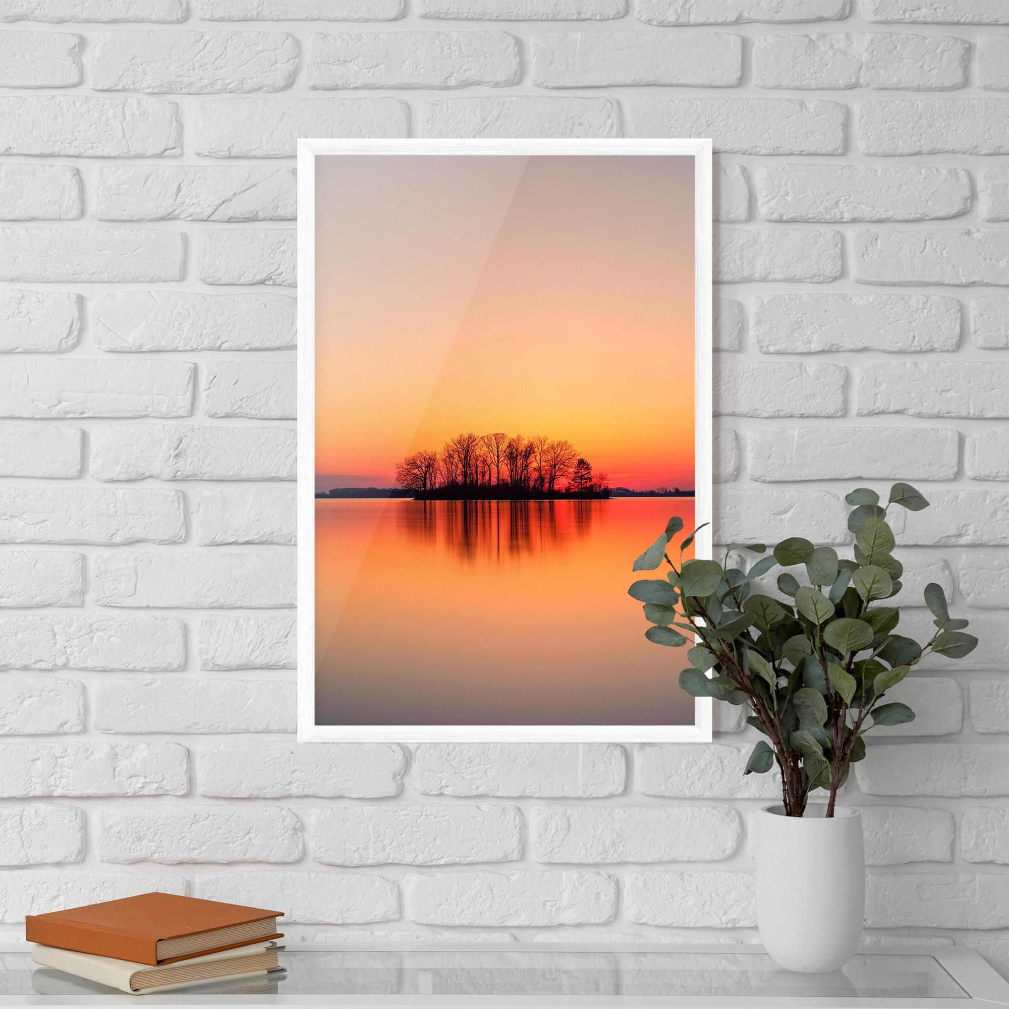 Keretezett Poszter Tree Sunset Lake mockup 5
