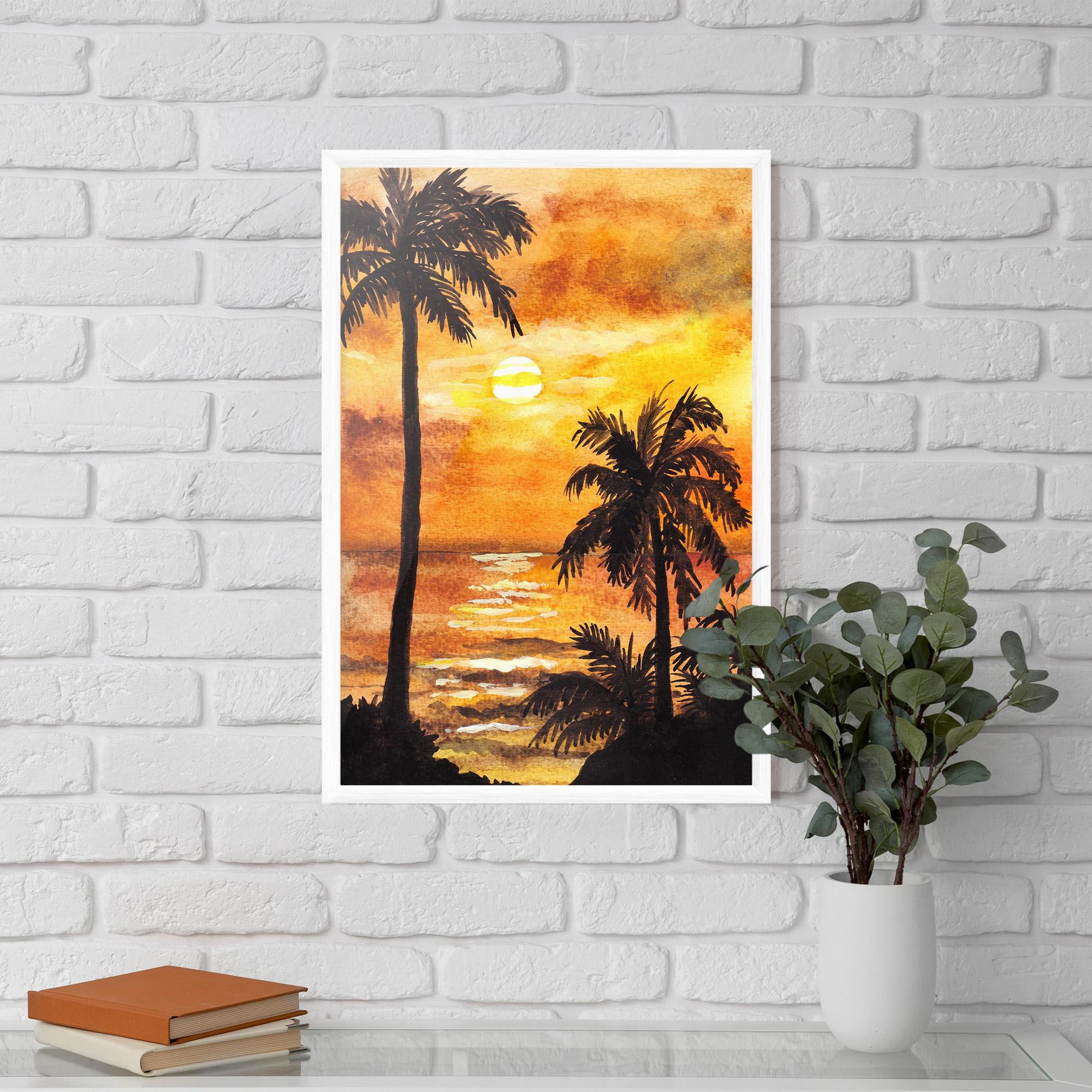 Keretezett Poszter Watercolor Painting Sunrise mockup 5