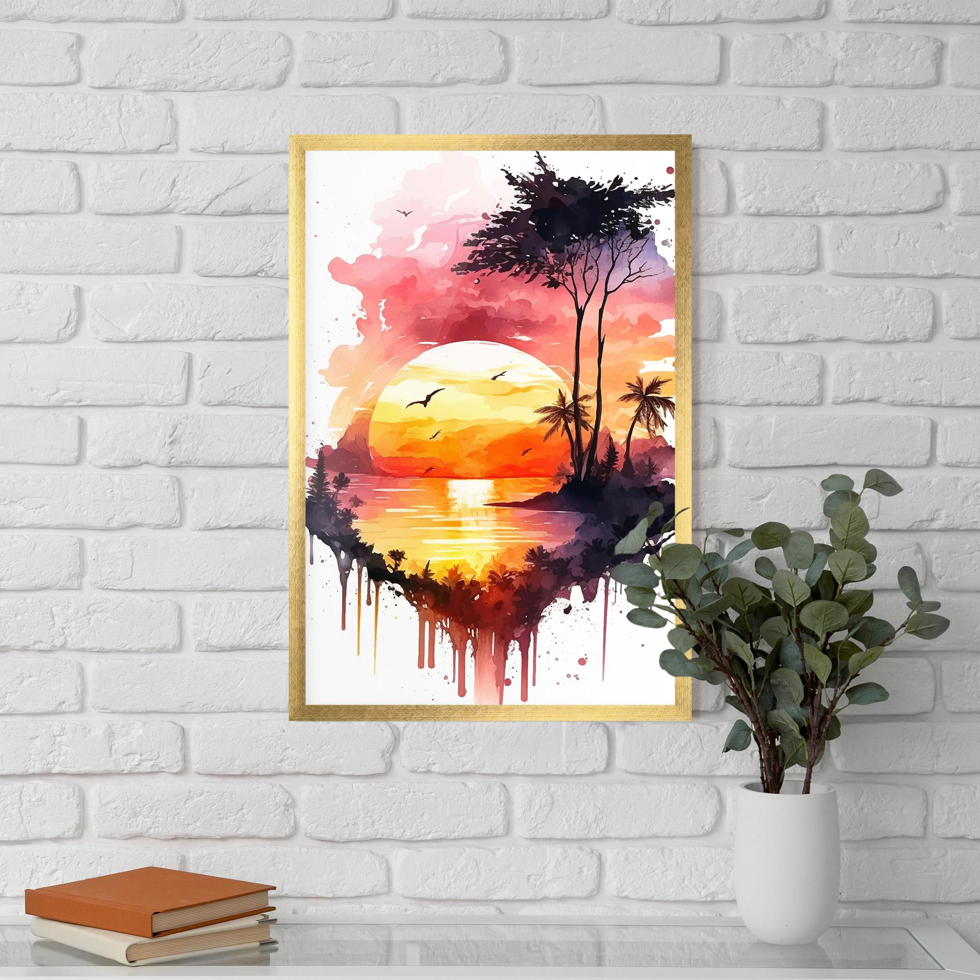 Keretezett Poszter Purple Sunset Art mockup 5
