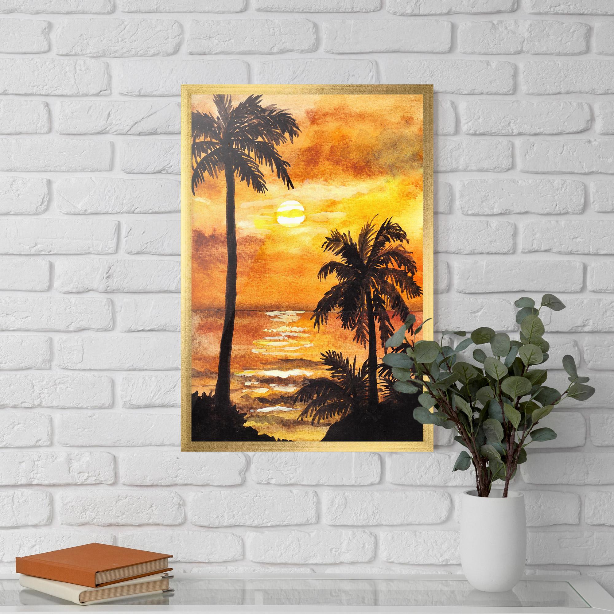 Keretezett Poszter Watercolor Painting Sunrise mockup 5
