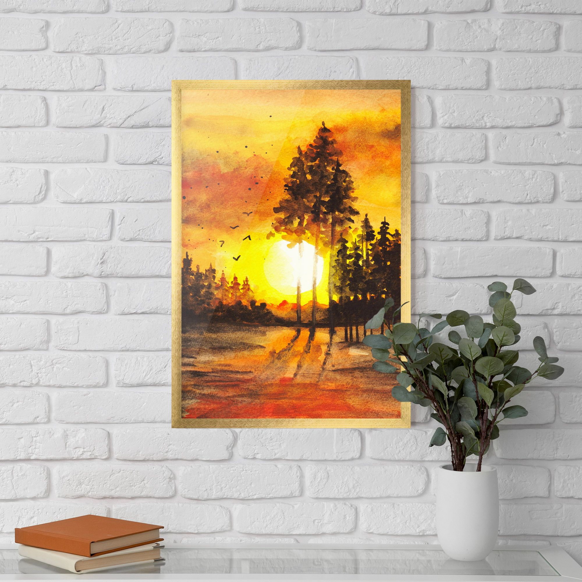 Watercolor Sunset Painting mockup 5