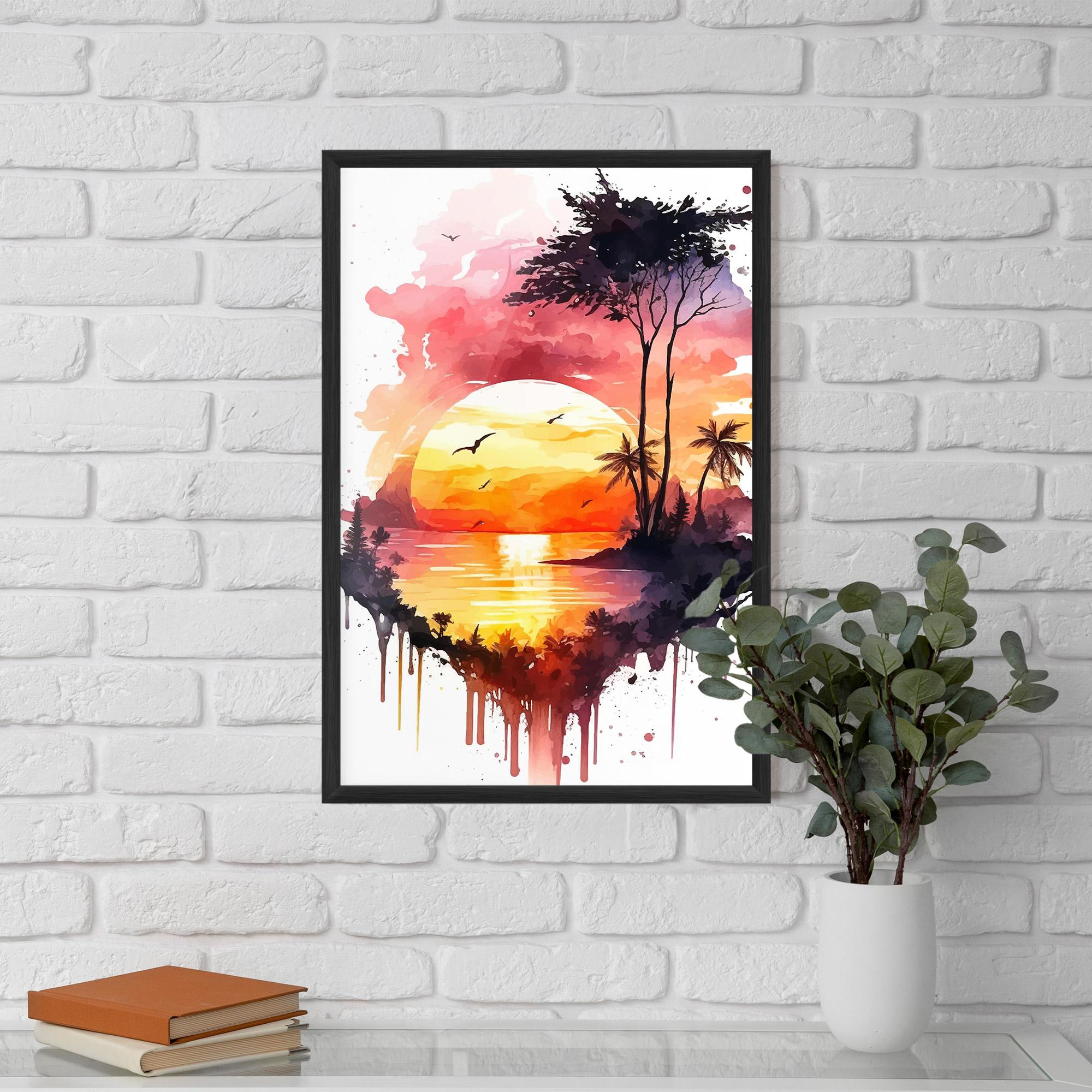 Keretezett Poszter Purple Sunset Art mockup 5