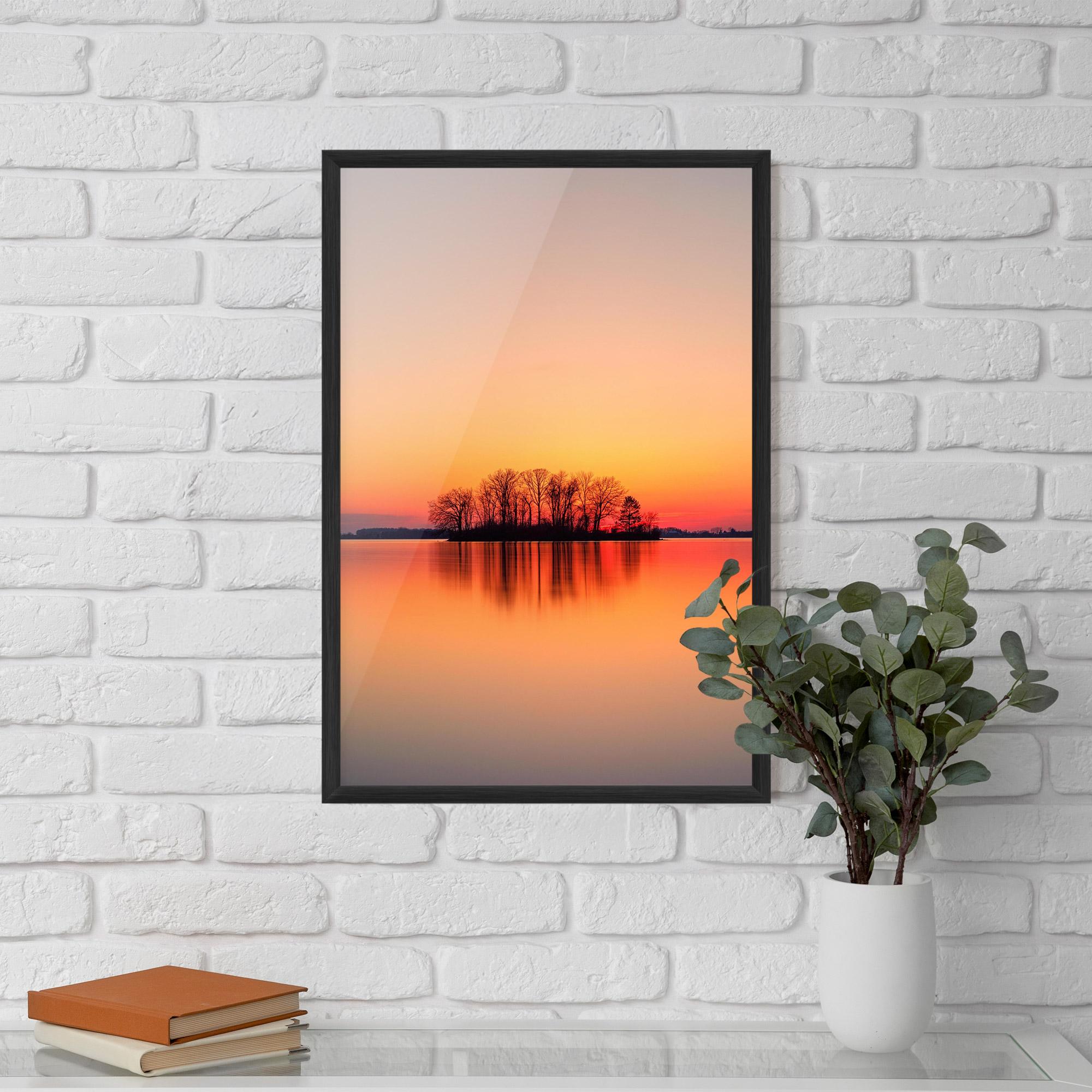 Keretezett Poszter Tree Sunset Lake mockup 5