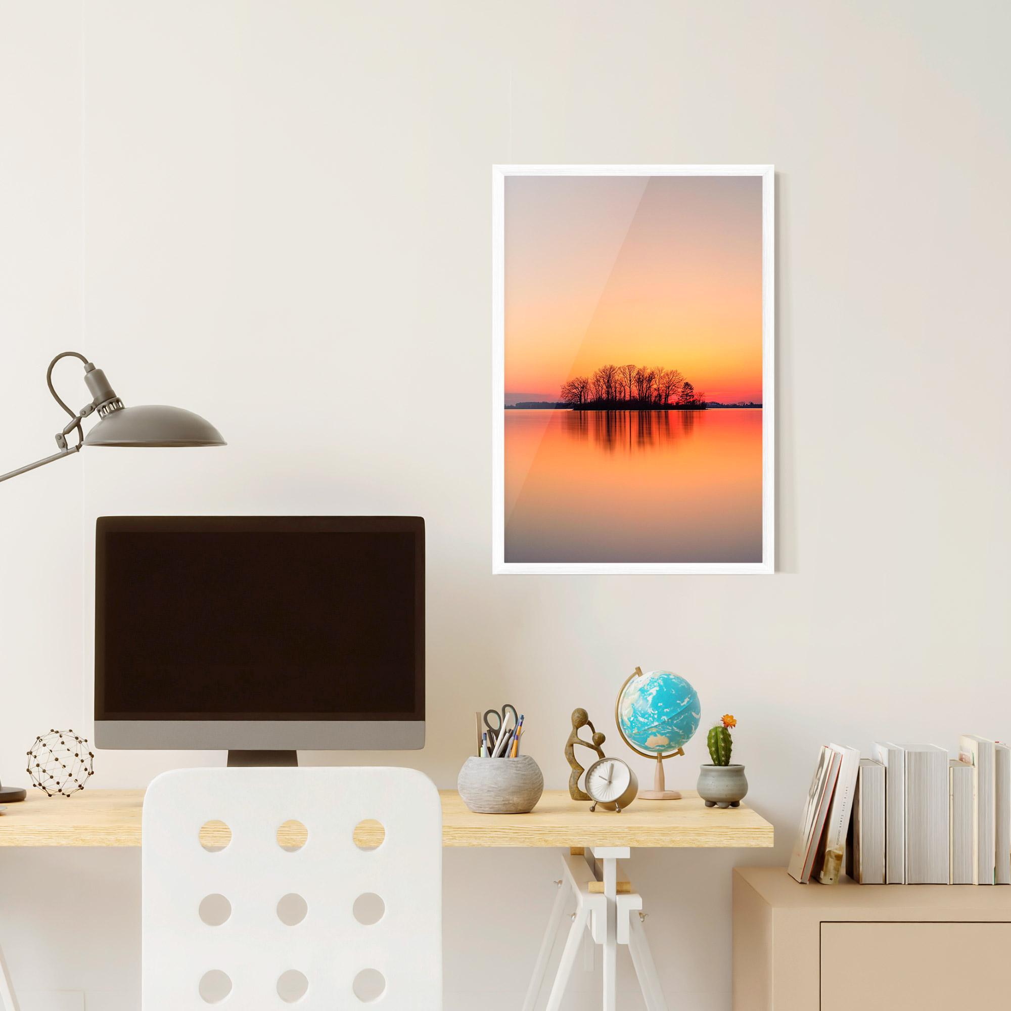 Keretezett Poszter Tree Sunset Lake mockup 6
