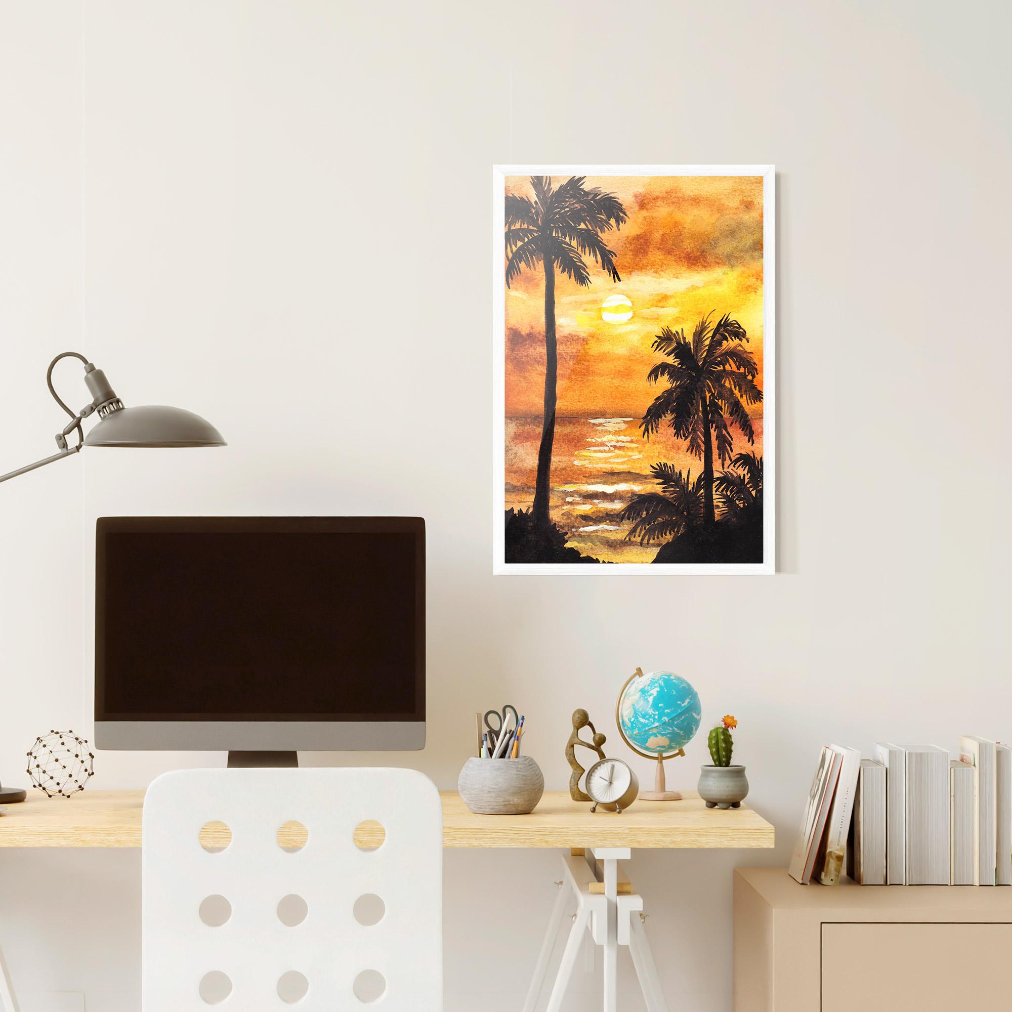 Keretezett Poszter Watercolor Painting Sunrise mockup 6