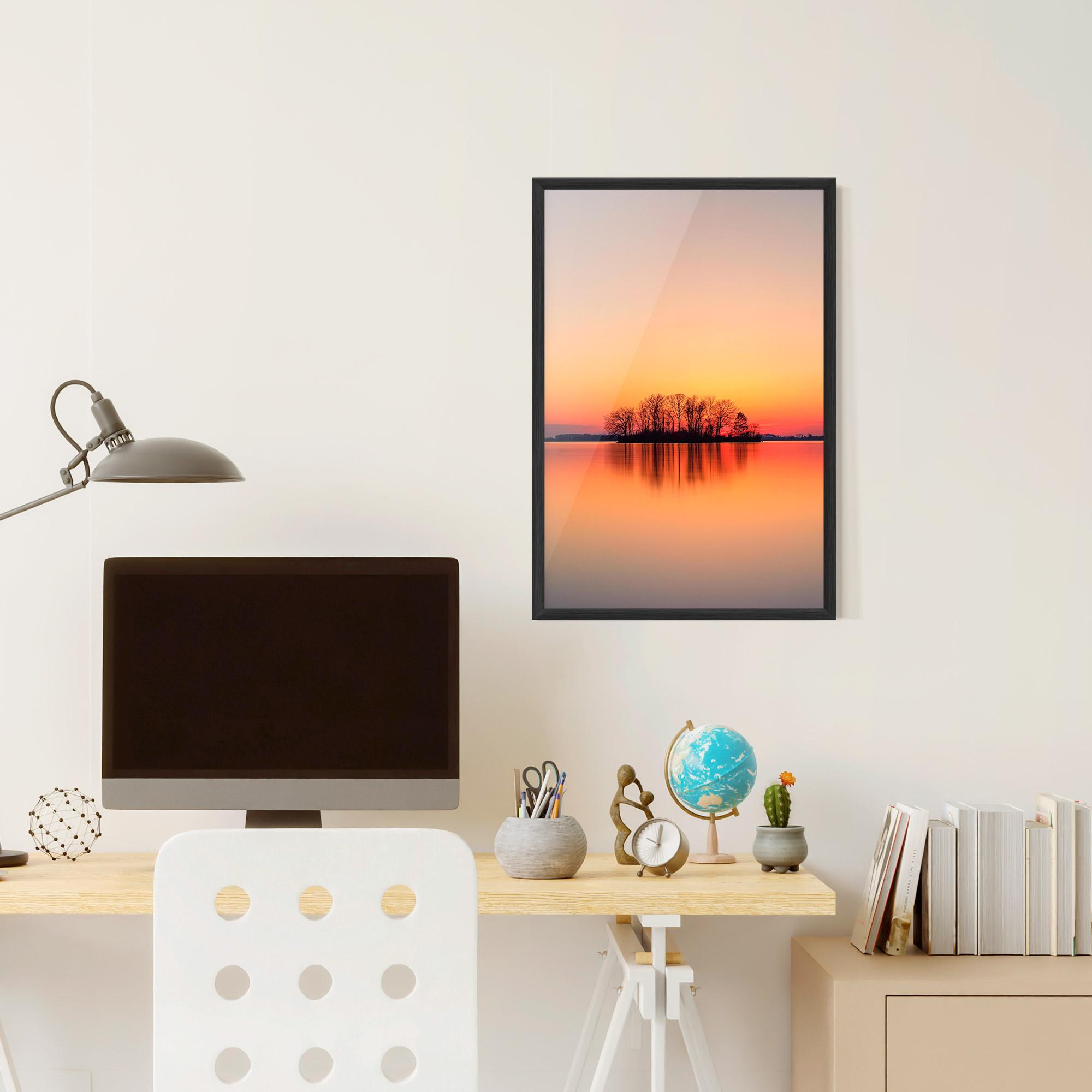 Keretezett Poszter Tree Sunset Lake mockup 6